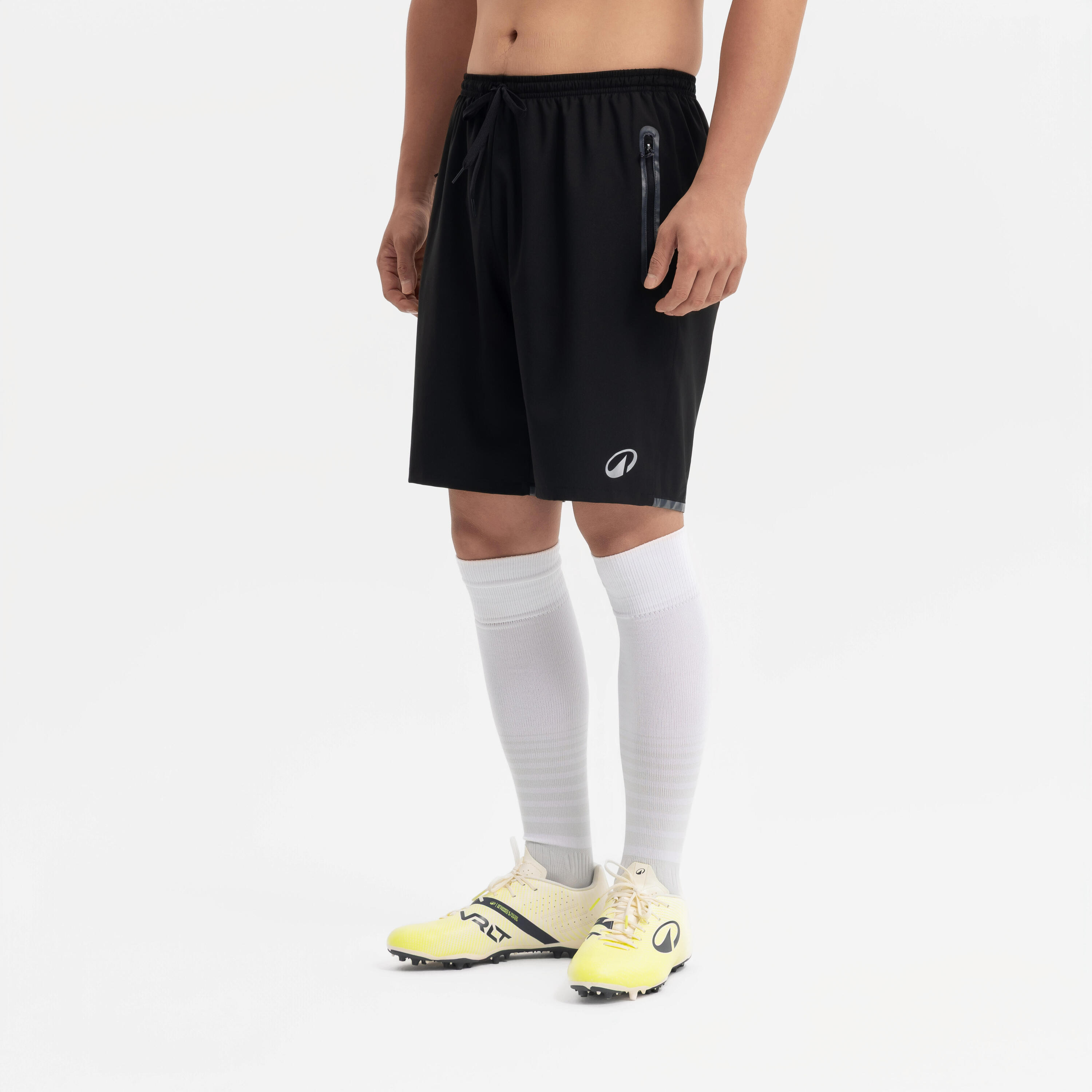 Pantaloncini calcio F500 ZIP neri 11/13
