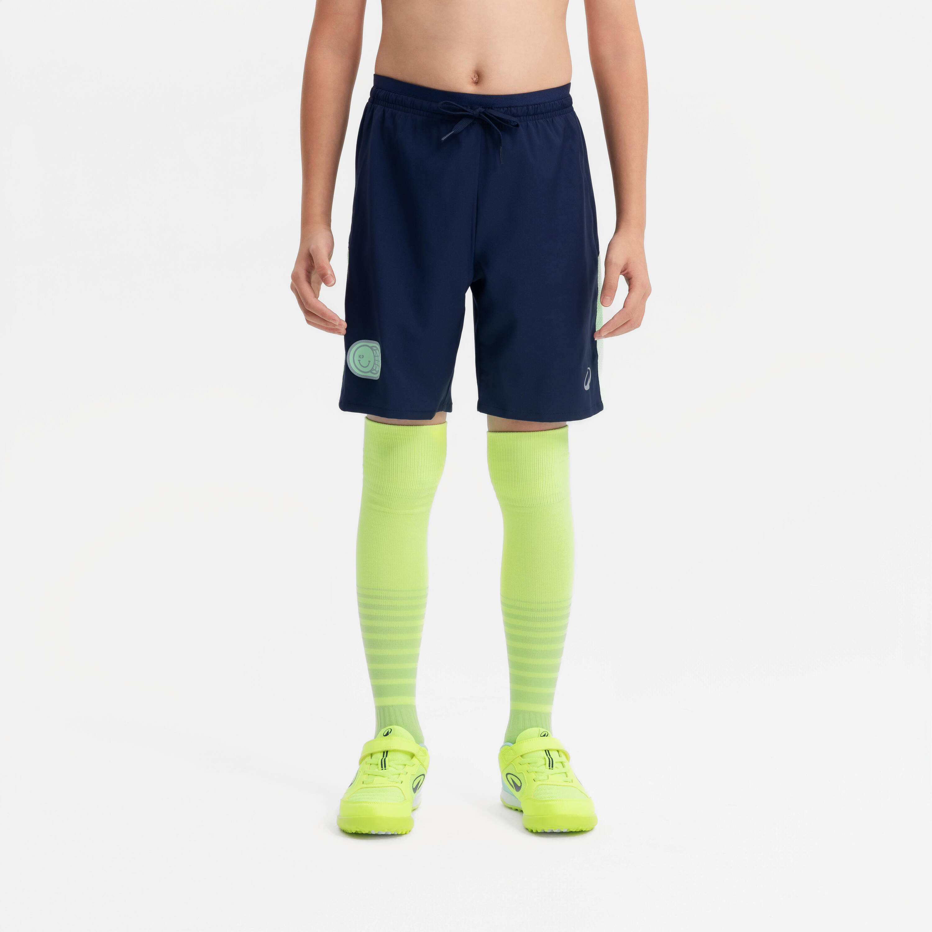 Kids' Football Shorts Viralto Kids - Navy/Green Stripe -  1