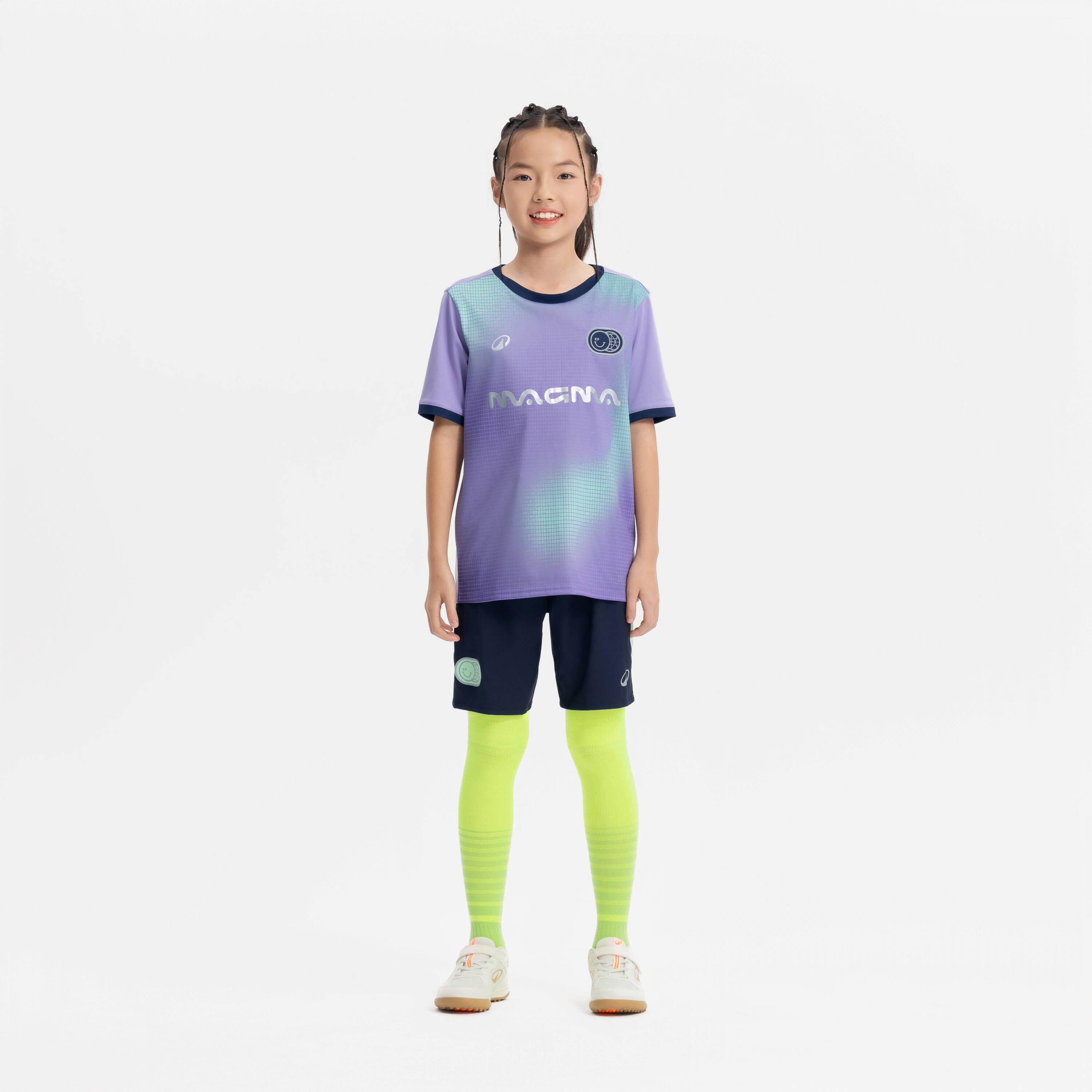 Kids' Short-Sleeved Football Shirt Viralto Kids - Boreal Lavender/Navy -  4