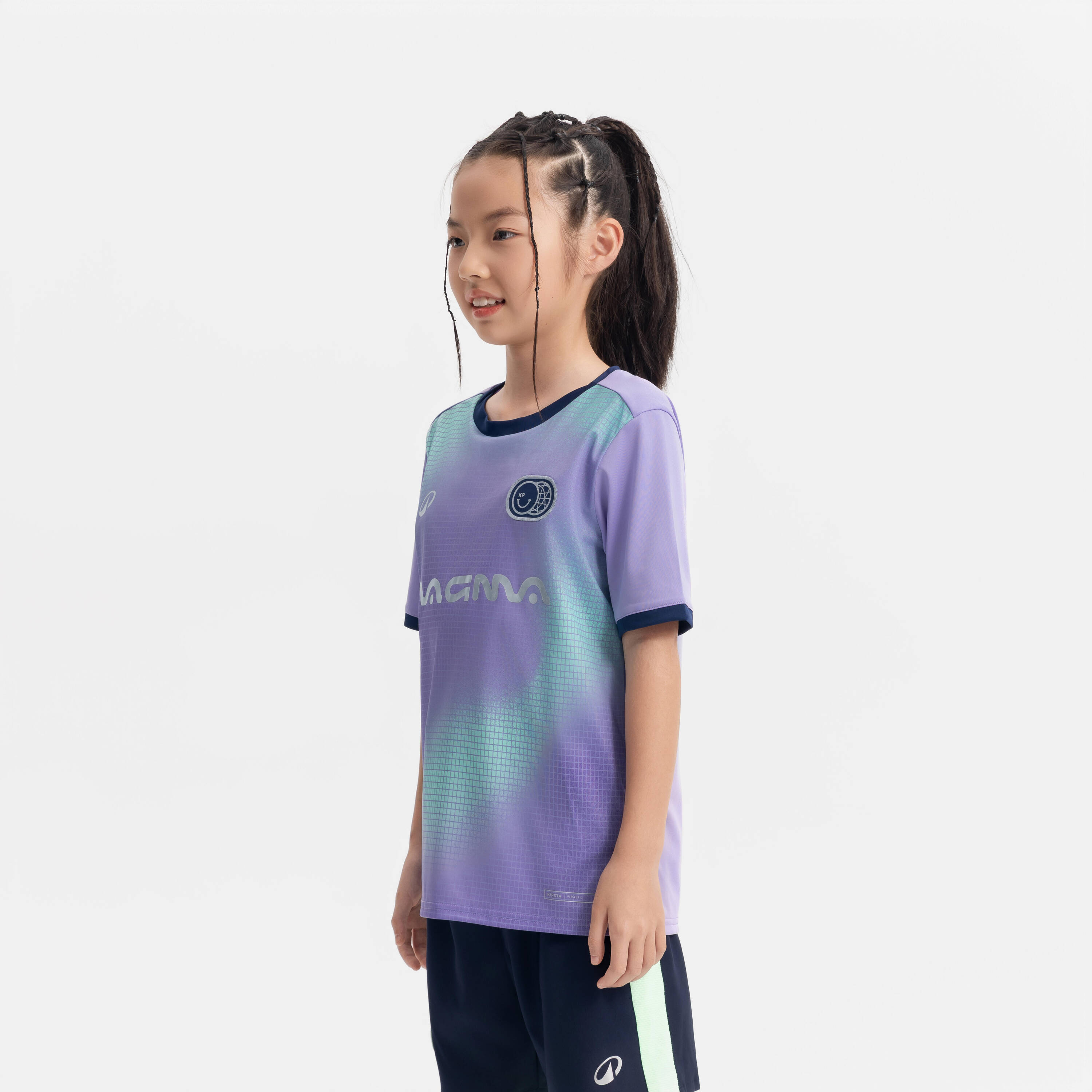 Kids' Short-Sleeved Football Shirt Viralto Kids - Boreal Lavender/Navy -  2