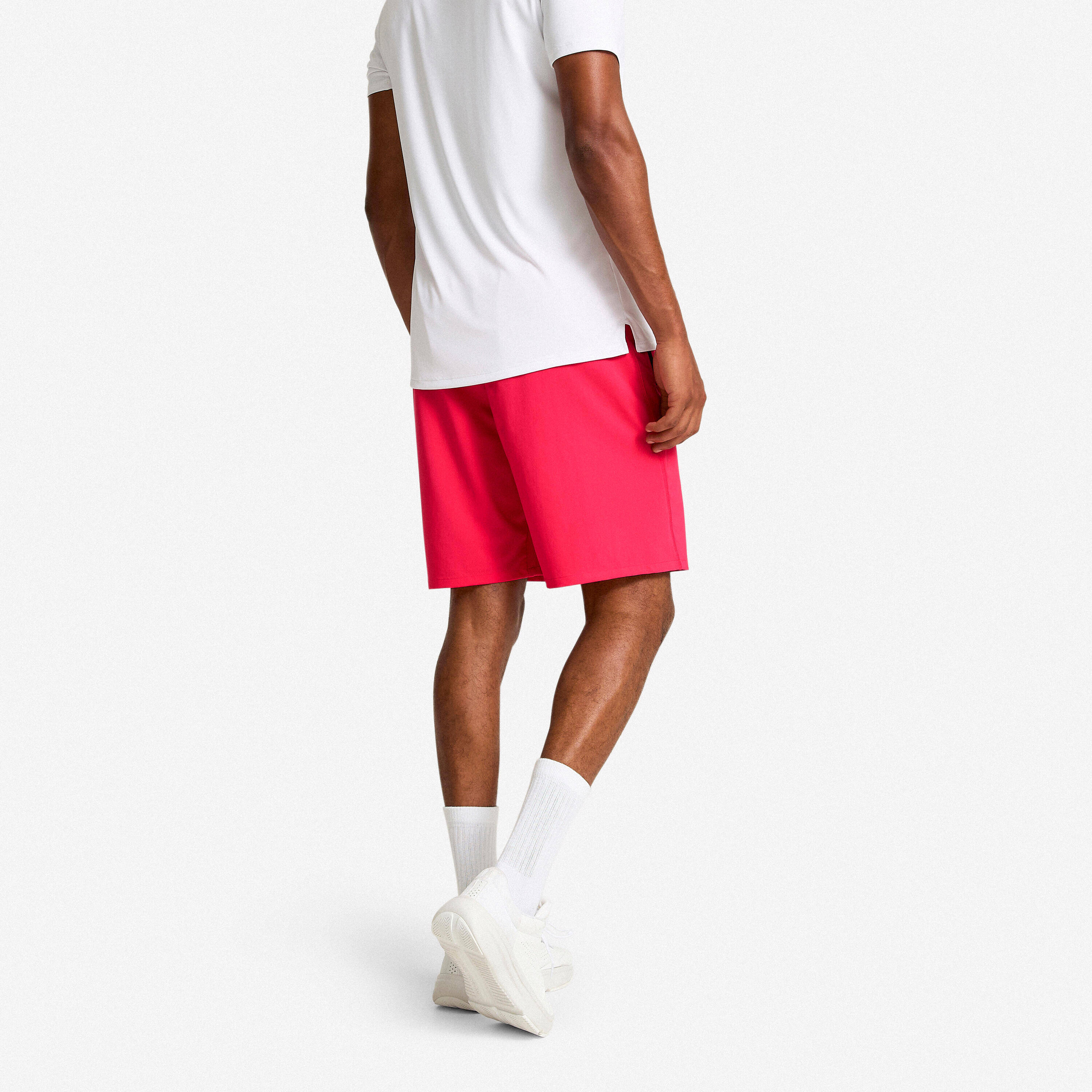 Men's Breathable Fitness Shorts with Zip-Up Pockets - Dark Pink -  3