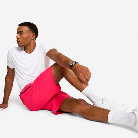 Шорти чоловічі для фітнесу з кишенями на блискавці темно-рожеві