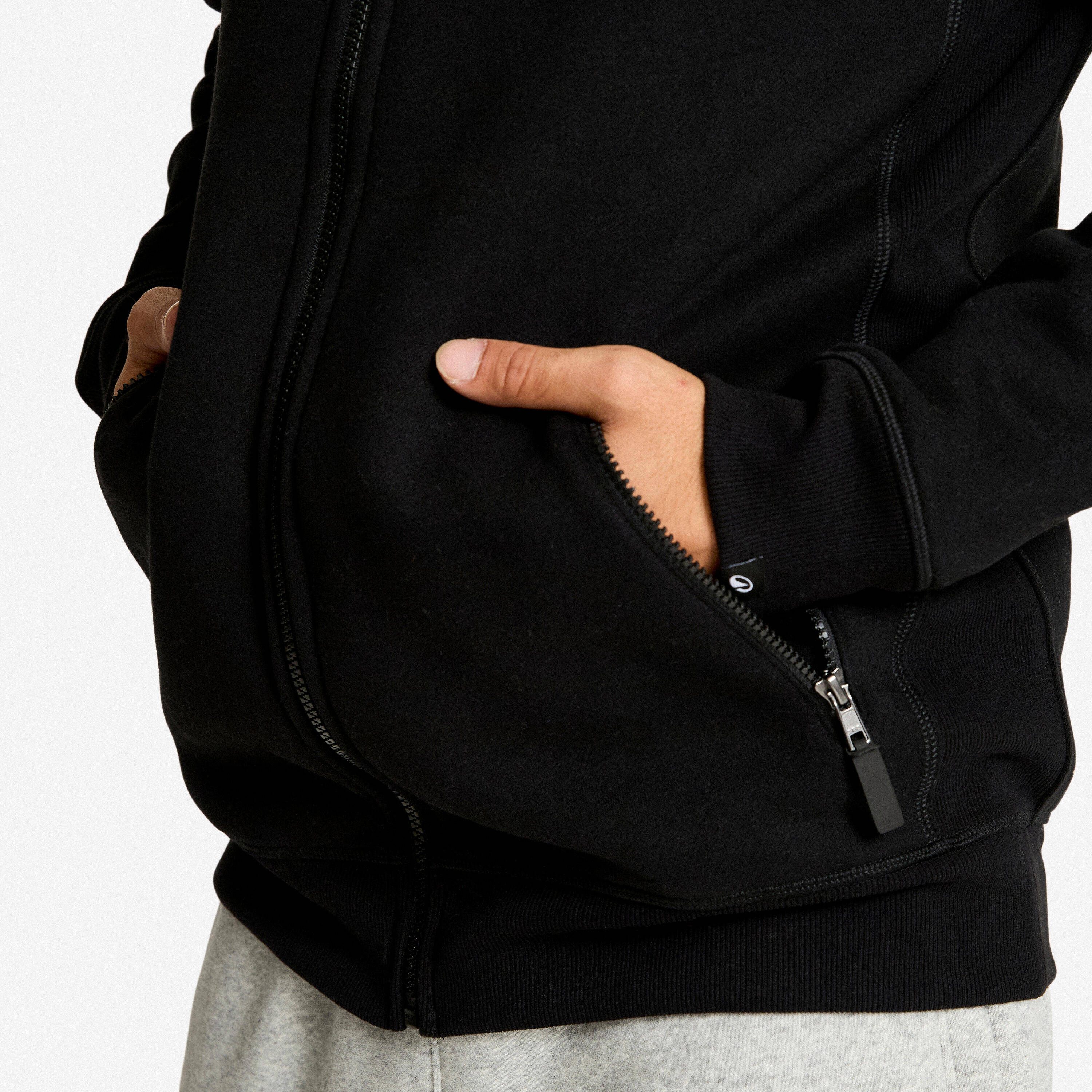 Men's Zip-Up Fitness Hoodie - Black -  5
