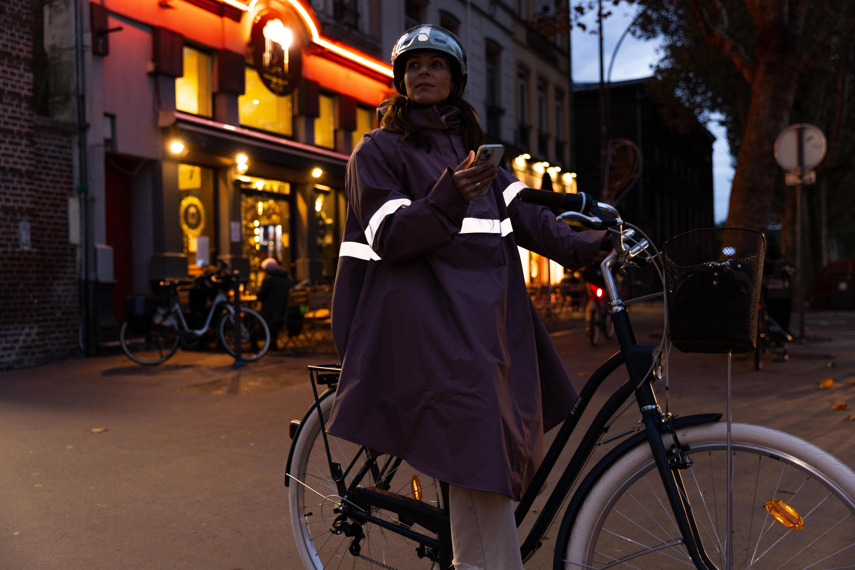 Poncho de vélo de ville imperméable visibilité de nuit, 540 16/17