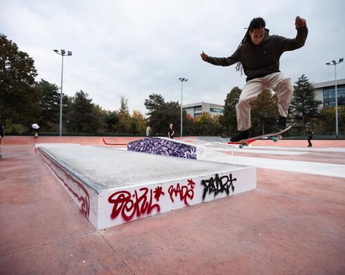 Ein Mann skatet mit der richtigen Deckgröße
