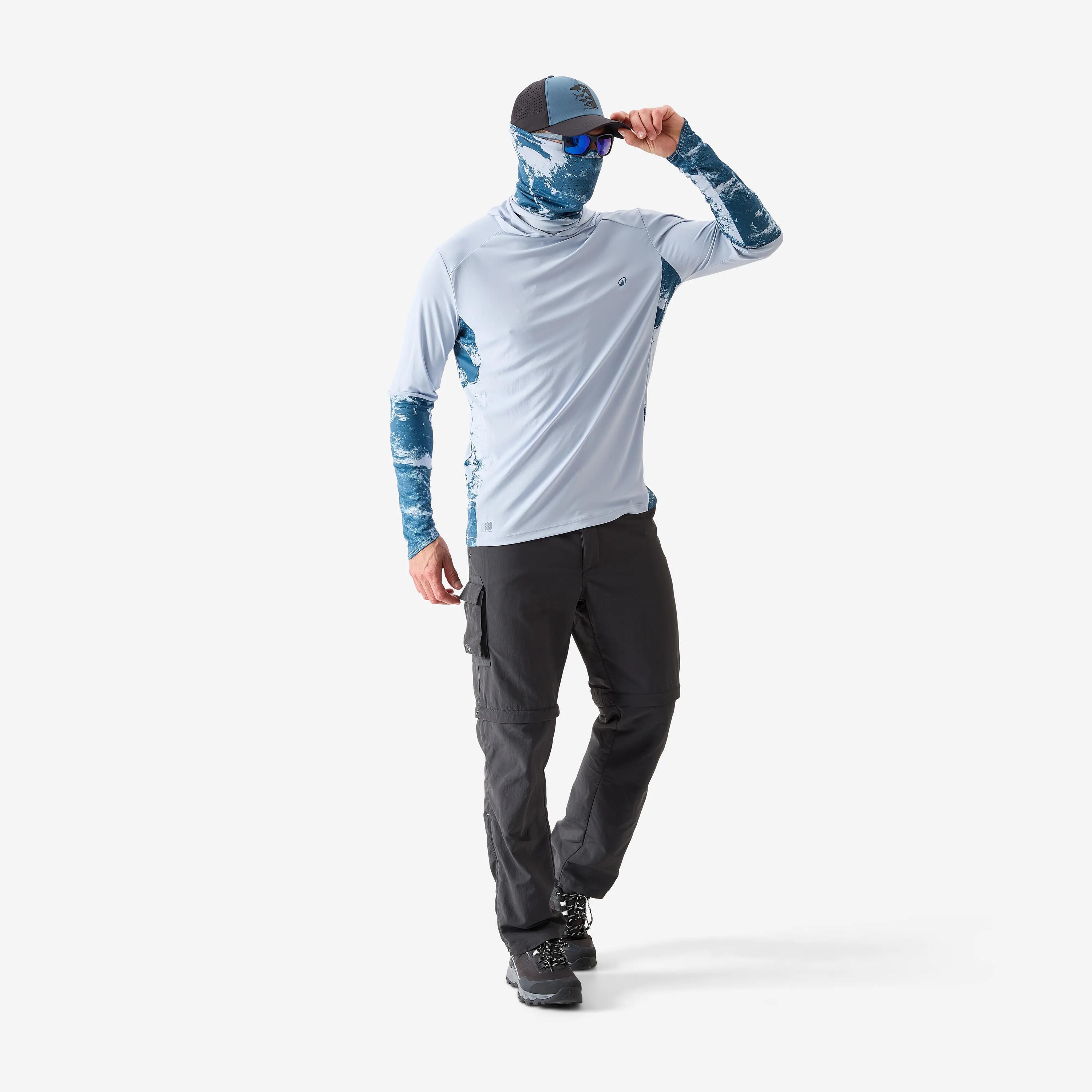 Camisola Anti-UV UPF 50+ de Pesca com Capuz 500 Azul 2/4