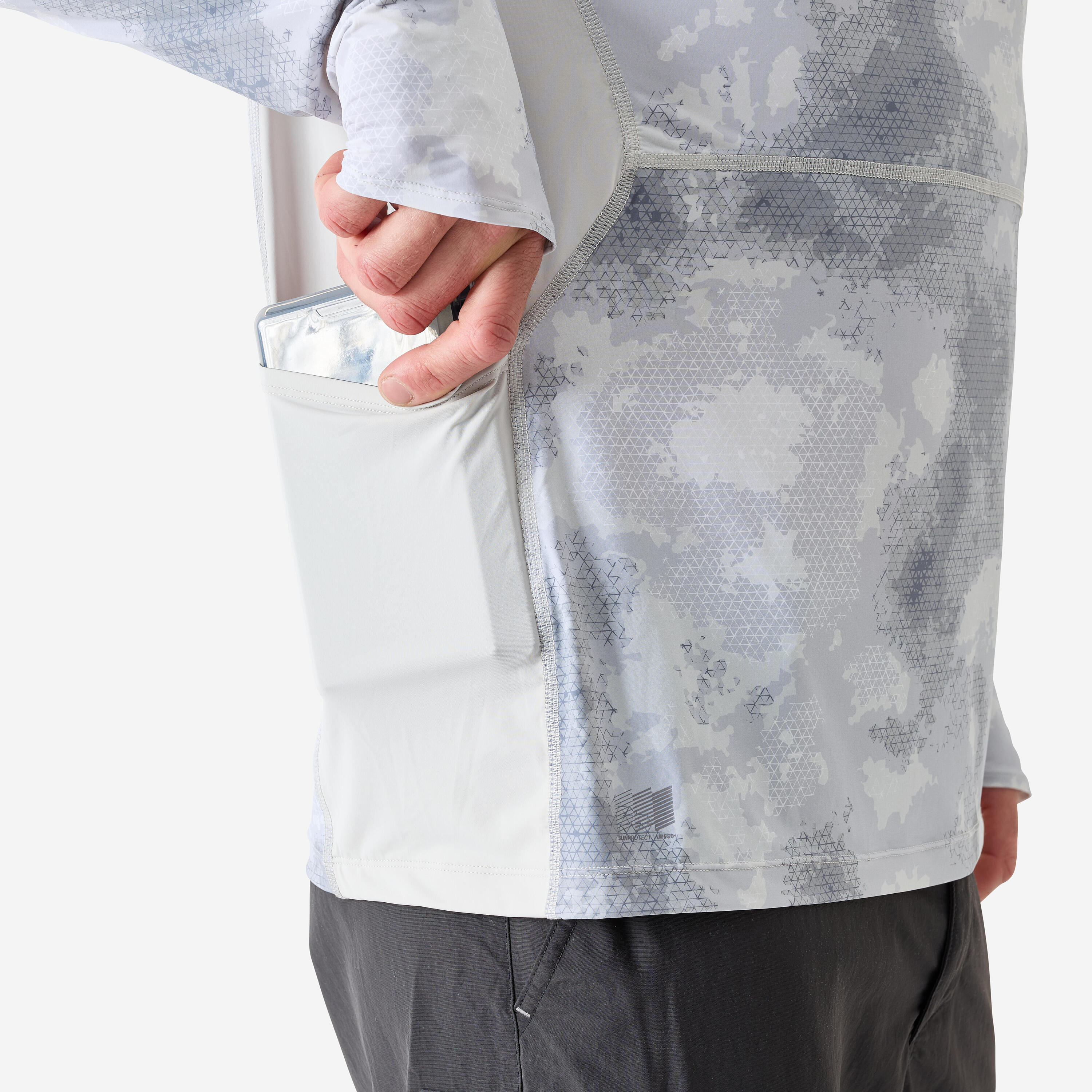 Angel-T-Shirt Anti-UV 900 Cooling, mit Kapuze und Schlauchschal UPF 50+, grau 4/6