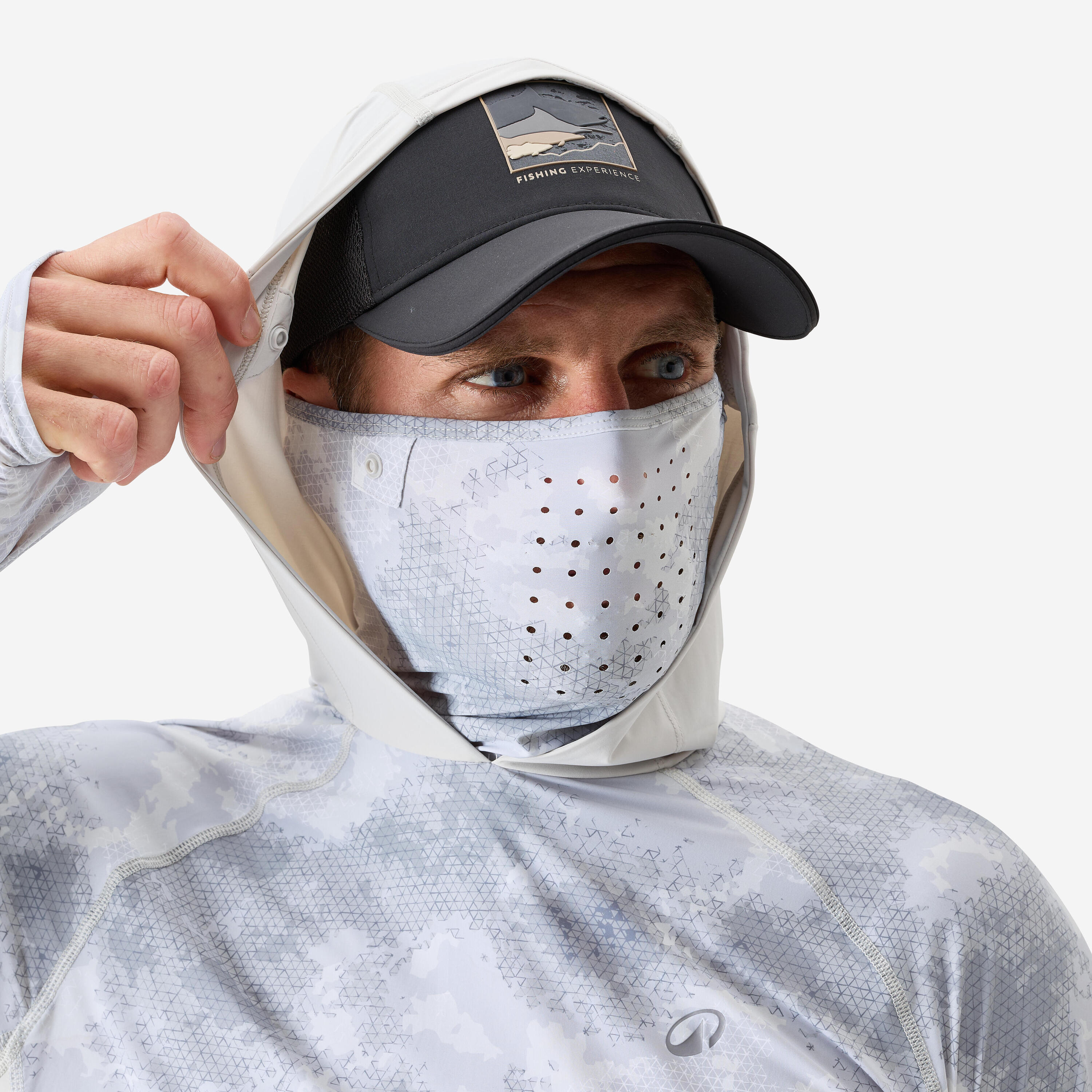 Angel-T-Shirt Anti-UV 900 Cooling, mit Kapuze und Schlauchschal UPF 50+, grau 6/6