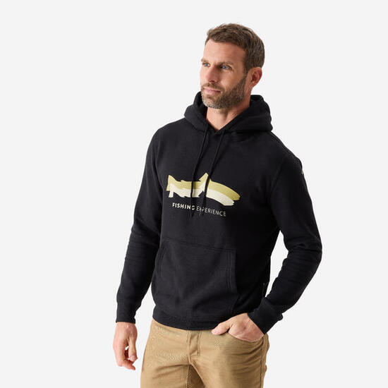 Felpa con cappuccio pesca adulto nera