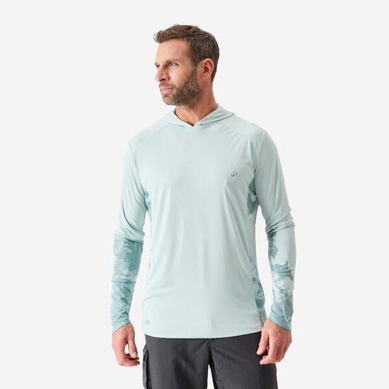 Tee-shirt de pêche Anti-UV 500 Capuche UPF 50+ Vert Clair
