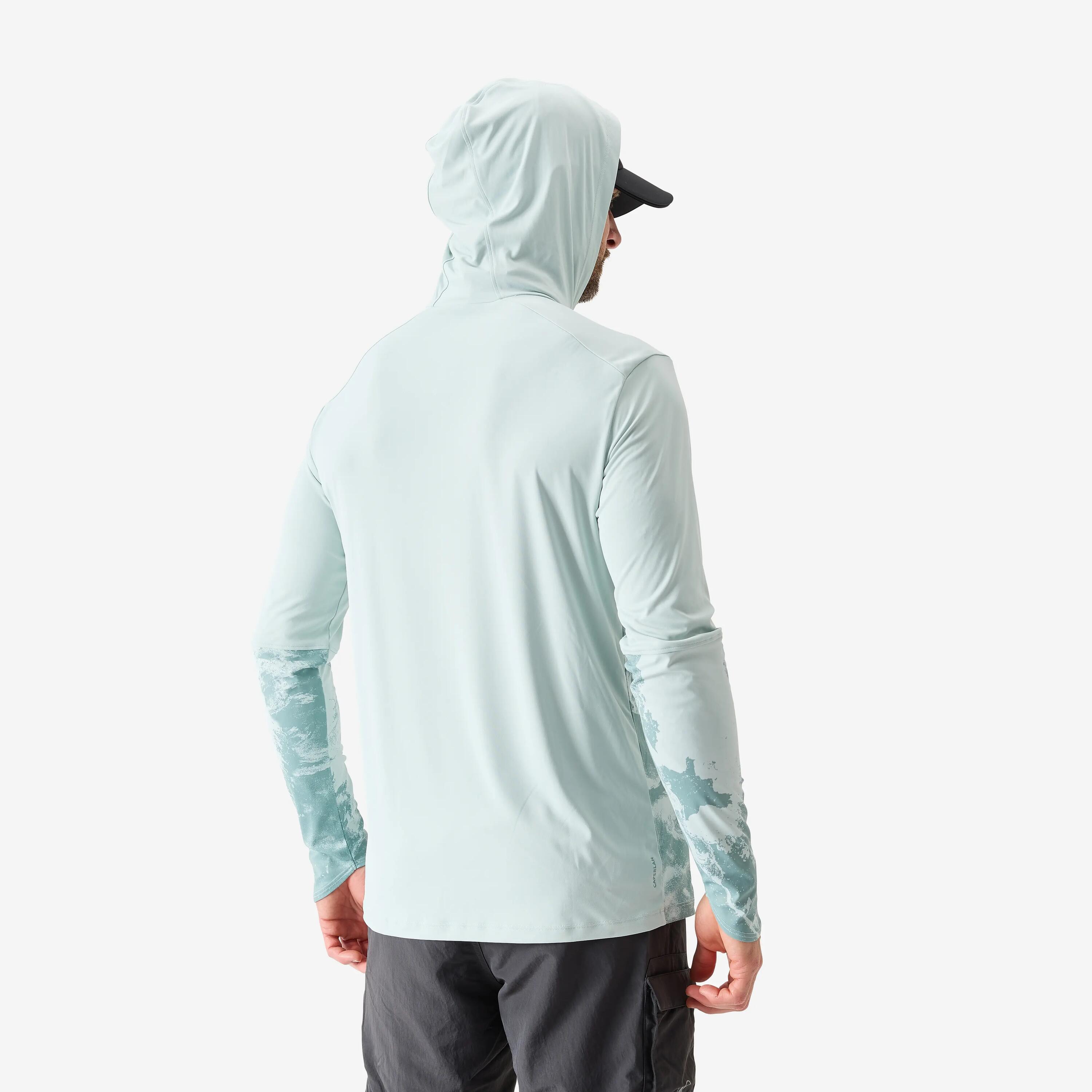 T-shirt de pesca Anti-UV 500 com Capuz UPF 50+ Verde claro 3/3