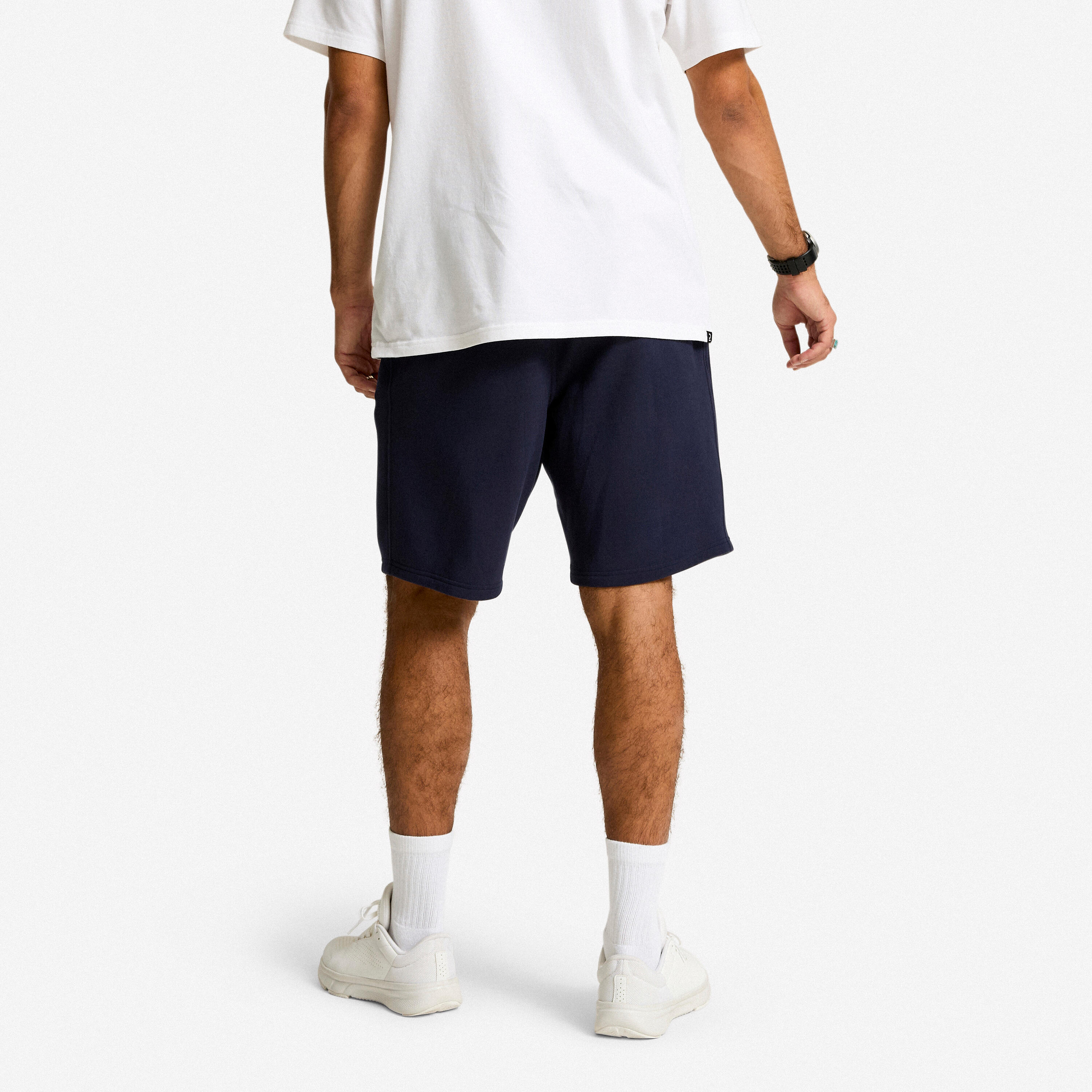 Calções de Fitness em Moletão com Bolsos Homem, Azul escuro 3/6