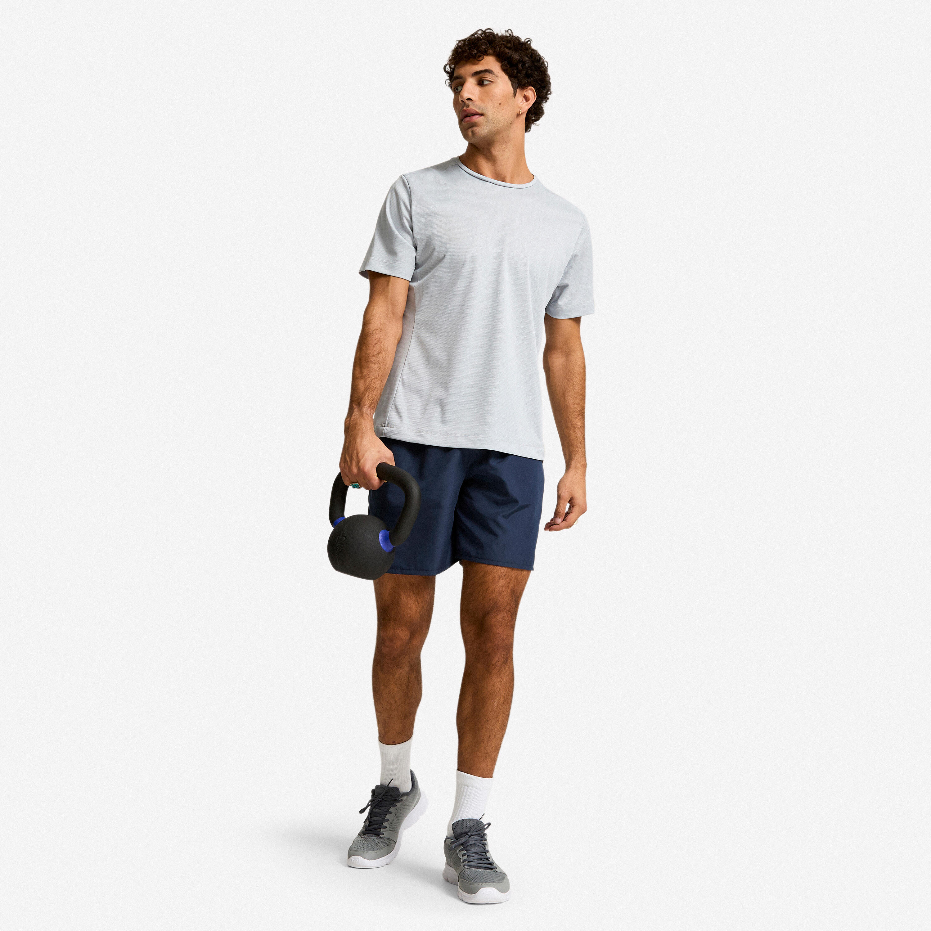 T-shirt uomo palestra slim fit traspirante grigia 2/9