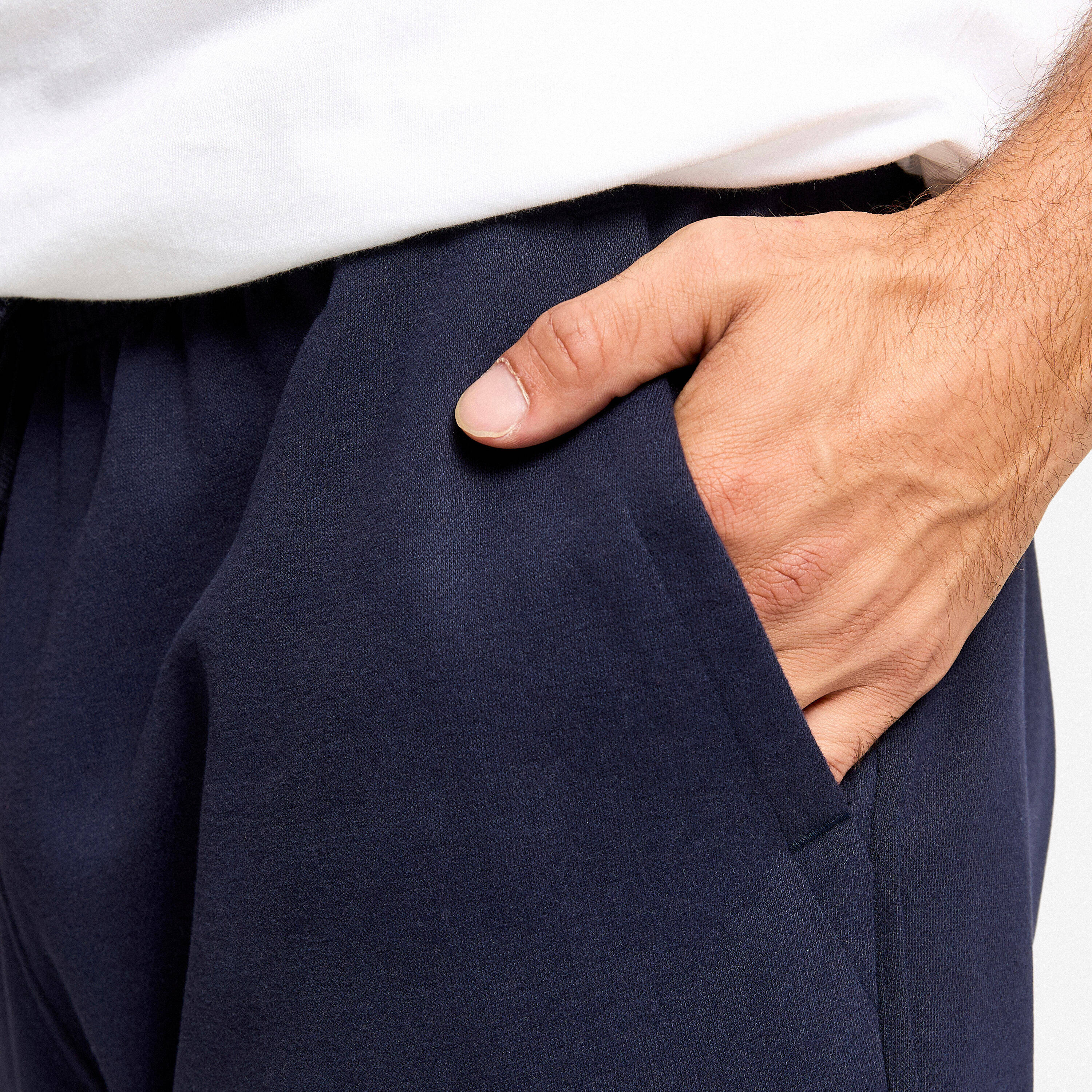 Men's Fleece Fitness Shorts with Pockets - Dark Blue -  5