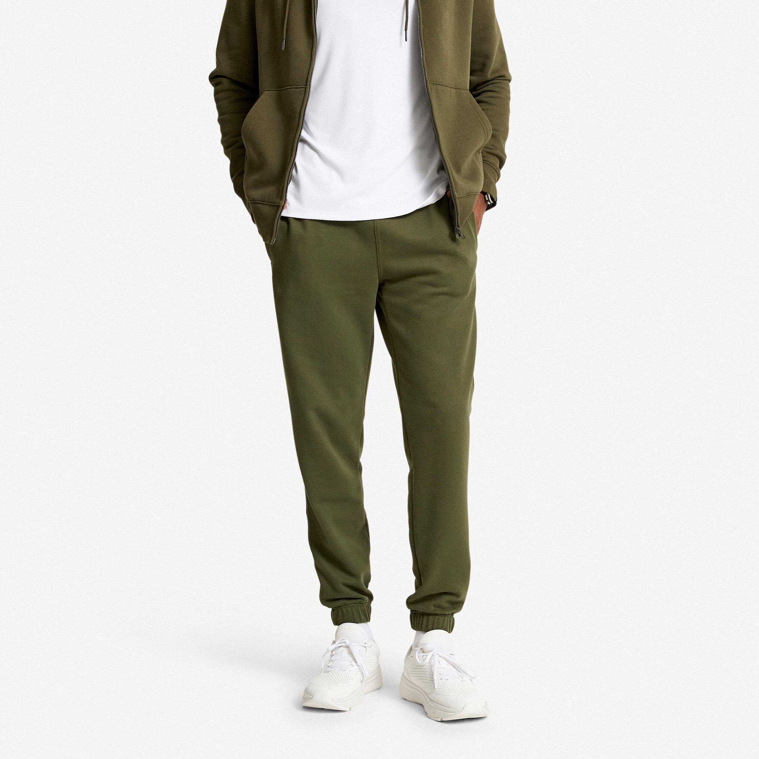 Men's Regular Fitness Jogging Bottoms - Khaki Green
