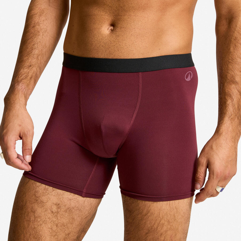 Men's Pack of 3 Breathable Microfibre Boxers - Black/Blue/Burgundy