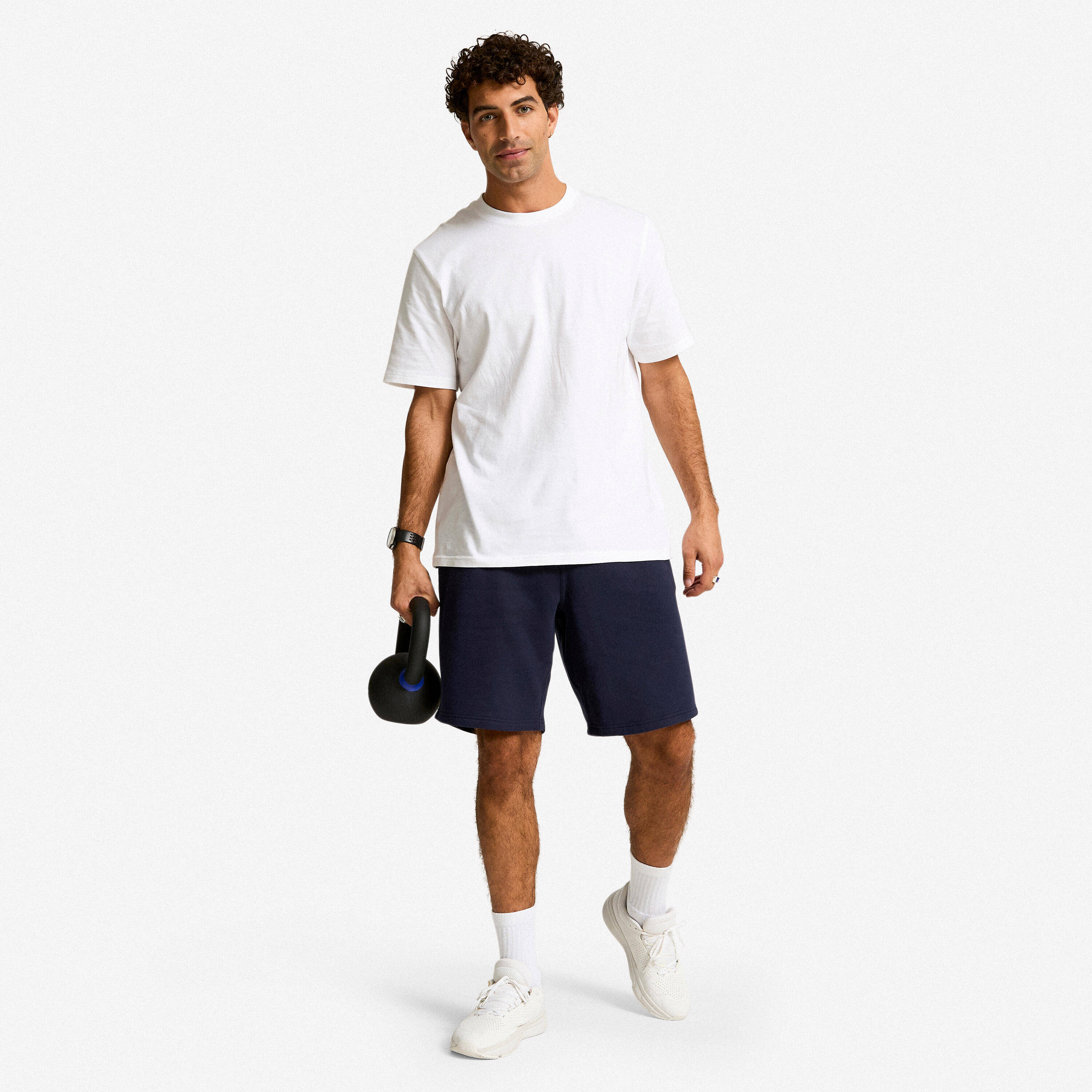 Men's Fleece Fitness Shorts with Pockets - Dark Blue -  2