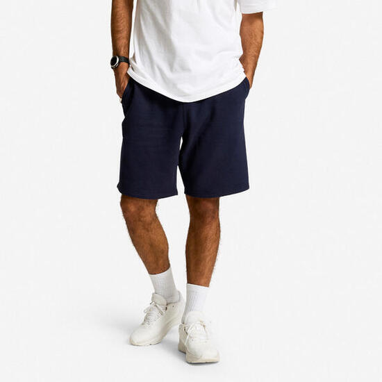Short de fitness en molleton avec poches homme, bleu foncé
