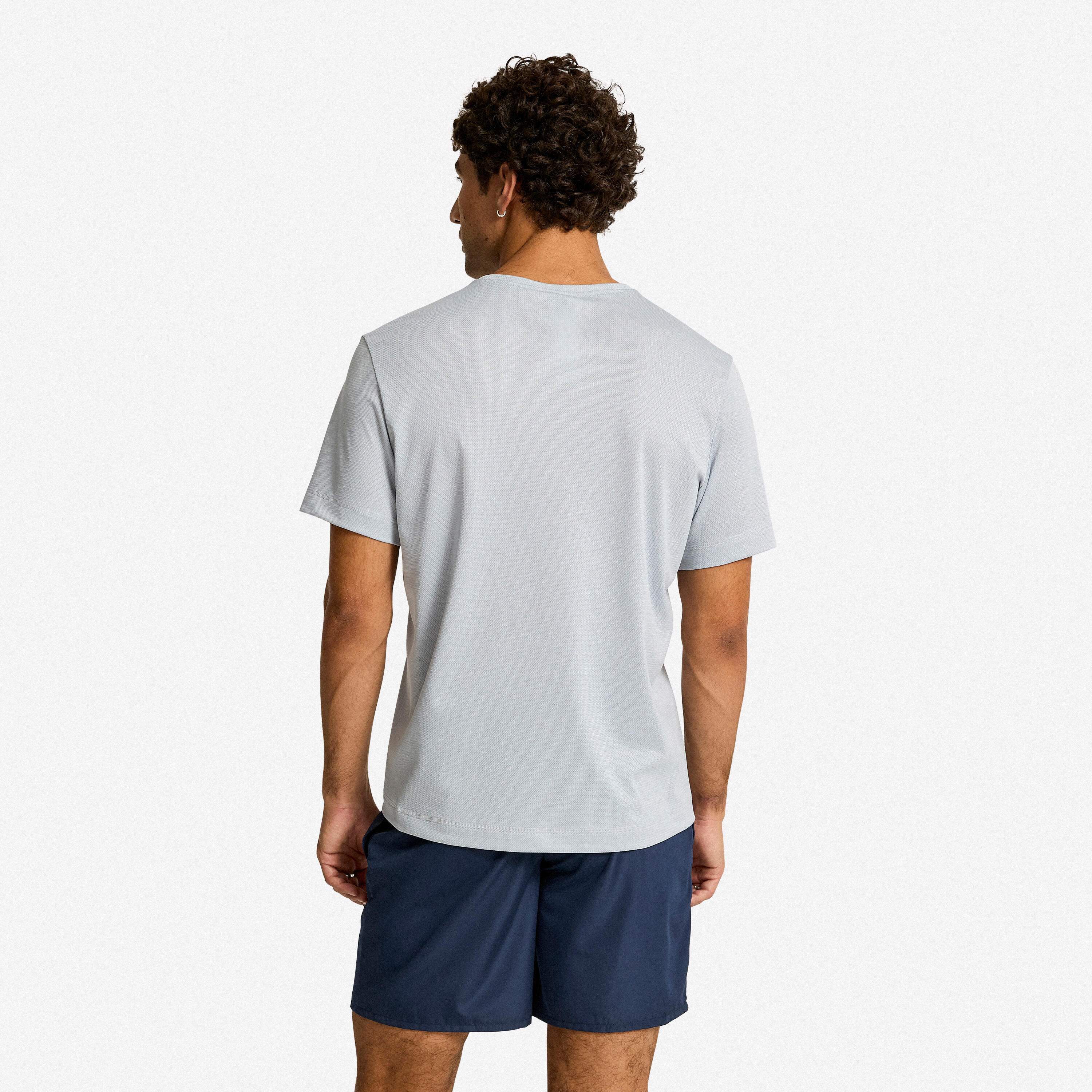 T-shirt uomo palestra slim fit traspirante grigia 3/9
