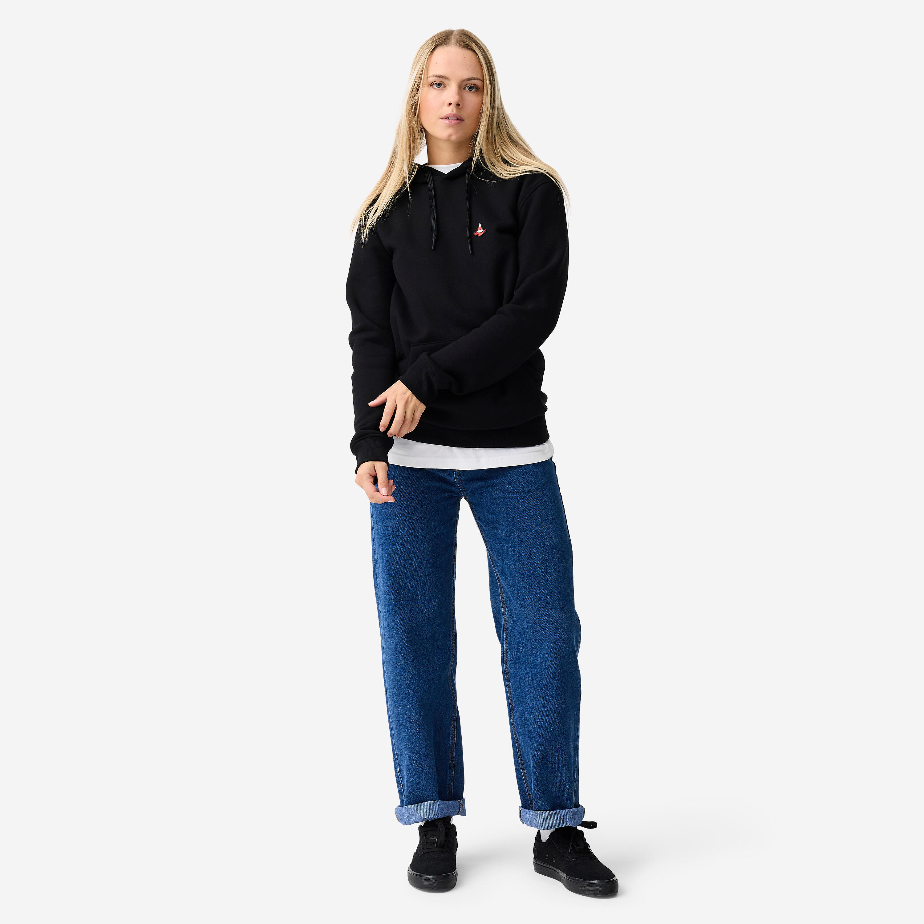 Gebraucht - Skateboard Hoodie strapazierfähig - HD500 schwarz 12/16