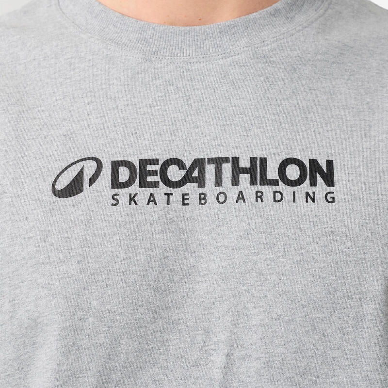 Tricou TS500 Gri din bumbac gros Decathlon SkateboardingDecathlon Skateboarding