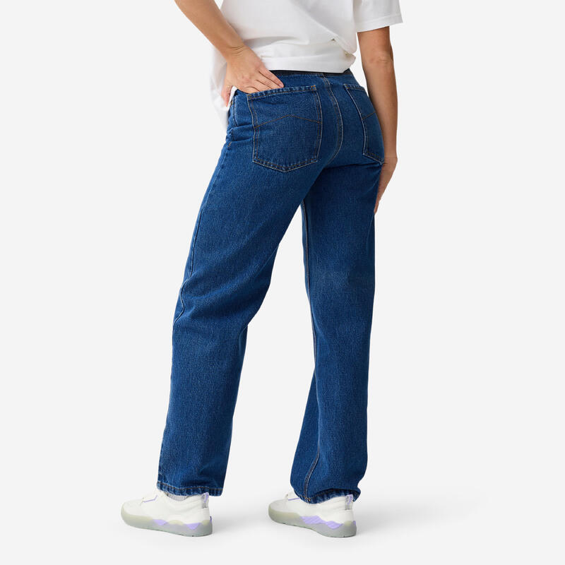 JEANS SKATEBOARD DN900 INDIGO DIN BUMBAC GROS. CROIALĂ DREAPTĂ AMPLU „RELAXED”