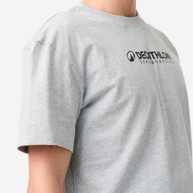 Tricou TS500 Gri din bumbac gros Decathlon SkateboardingDecathlon Skateboarding