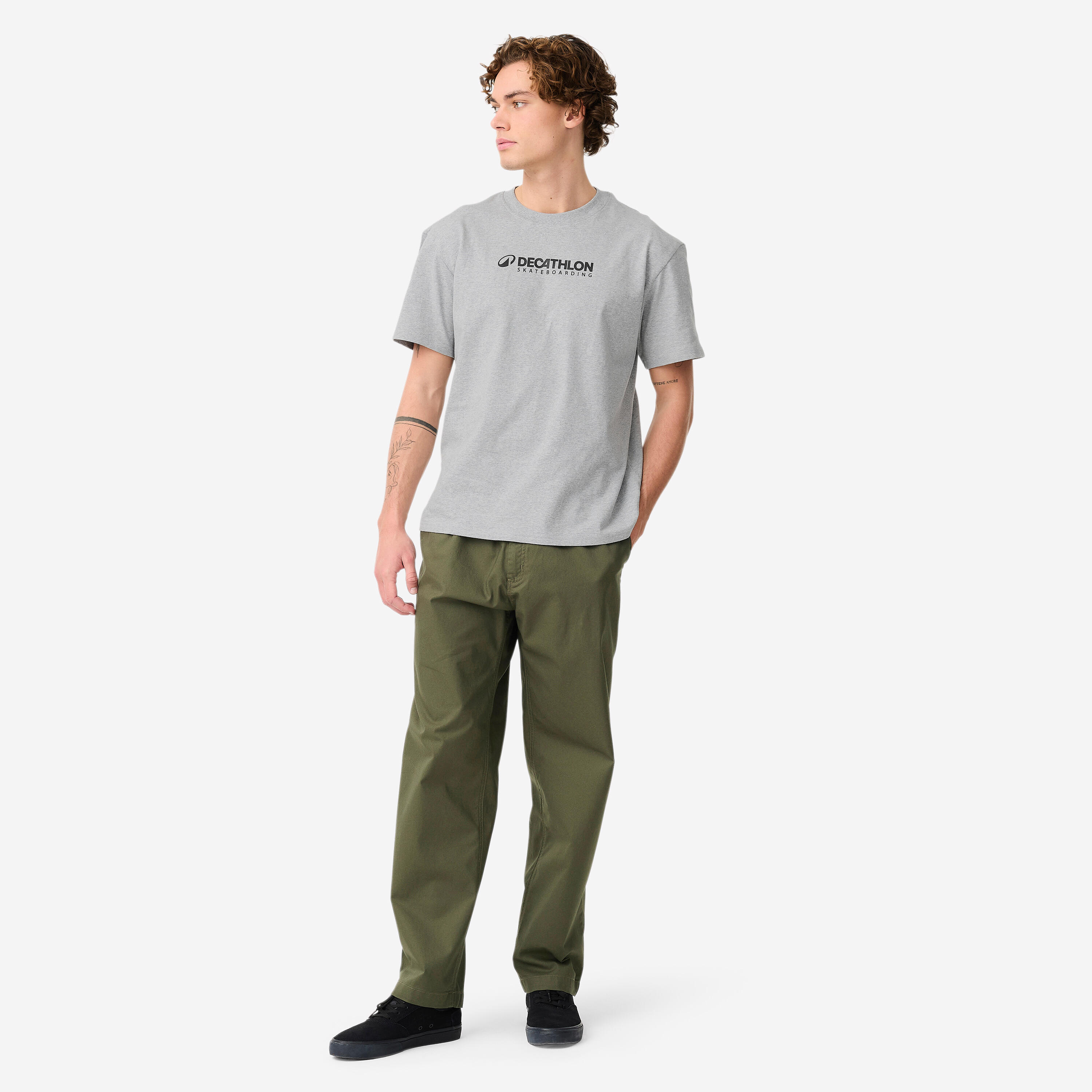 Short-sleeved T-shirt TS500 with thick cotton - Grey marlDecathlon Skateboarding 4/10