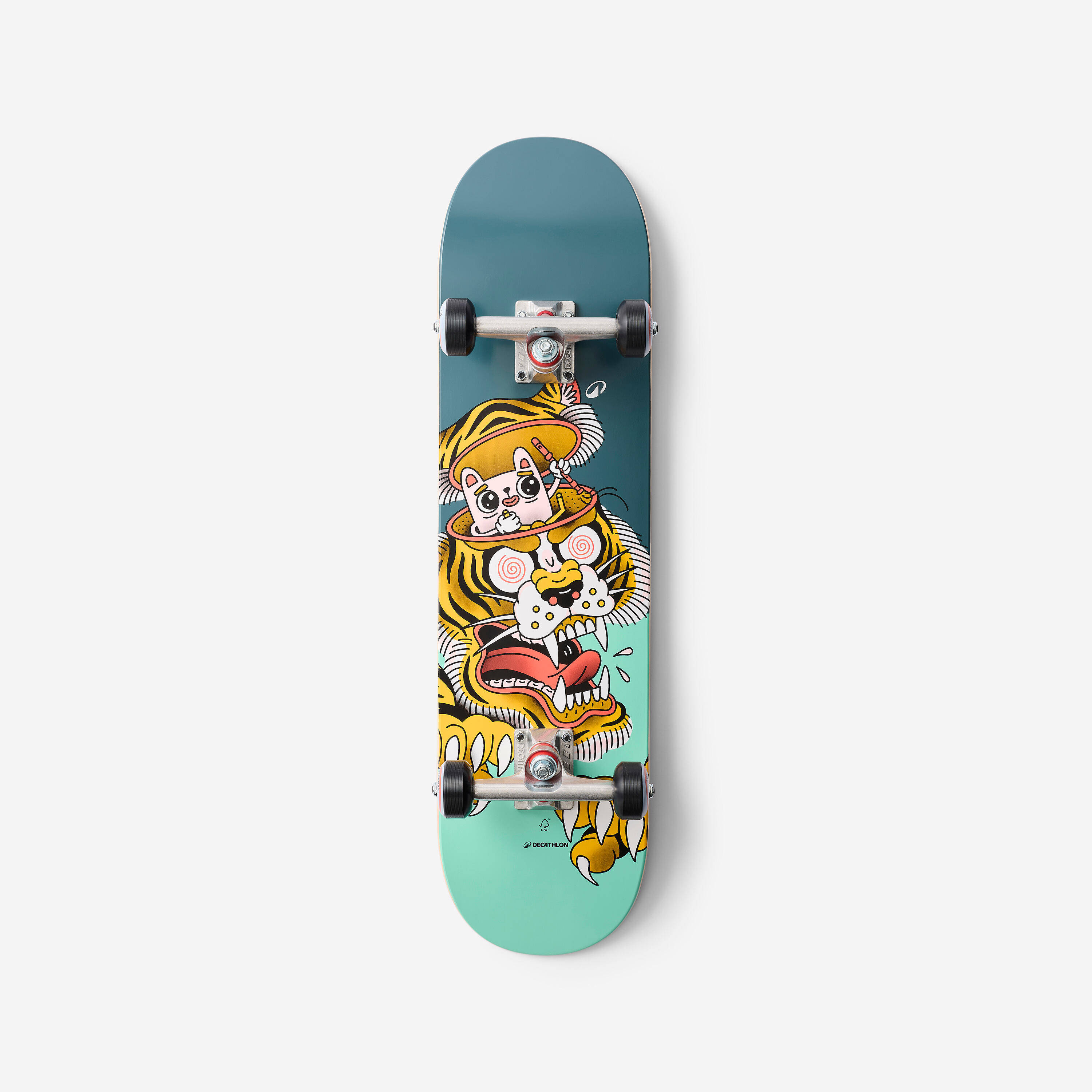 KIDS' SKATEBOARD 8 - 12 YEARS CP100 MID PREDATOR SIZE 7.6" -  2