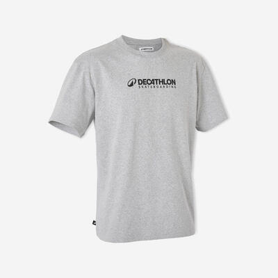 T-shirt ts500 dik katoen grijs gemêleerd decathlon skateboarding