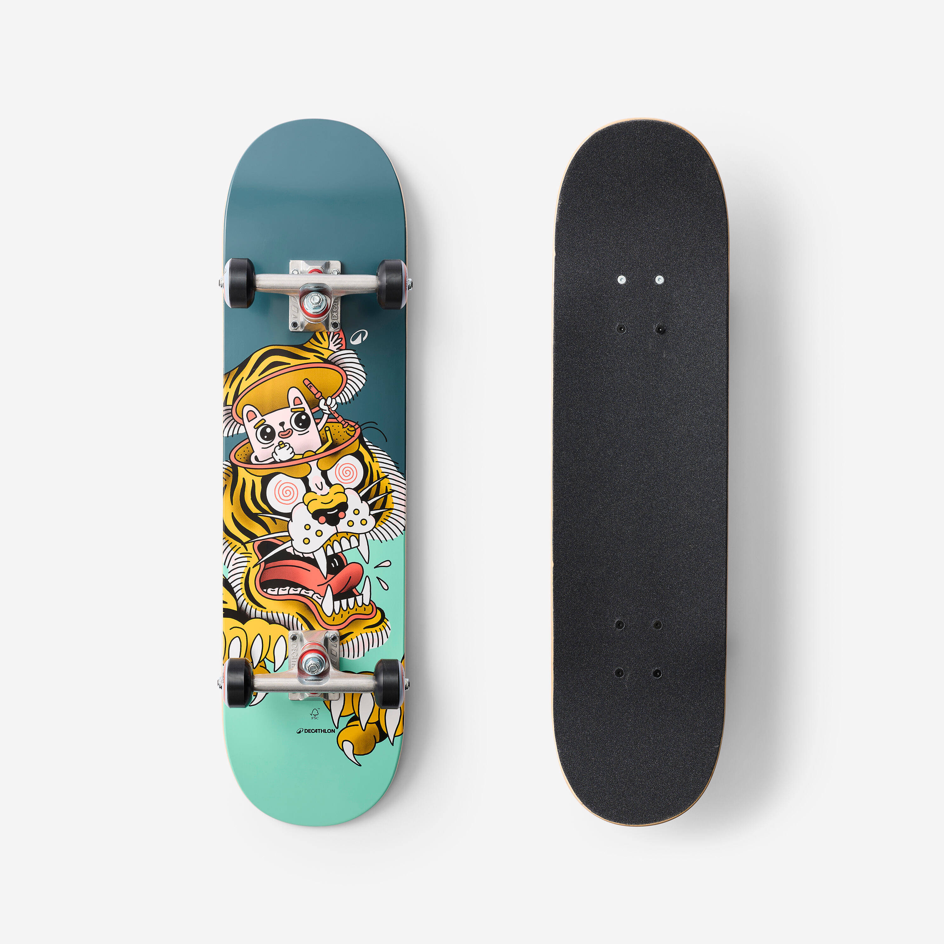KIDS' SKATEBOARD 8 - 12 YEARS CP100 MID PREDATOR SIZE 7.6" -  1