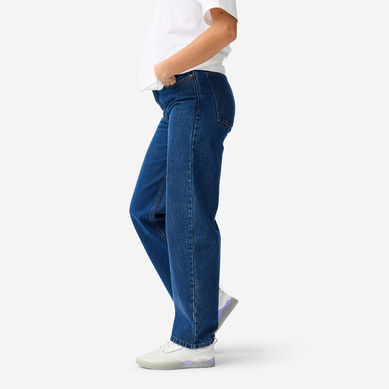 JEANS SKATEBOARD DN900 INDIGO DIN BUMBAC GROS. CROIALĂ DREAPTĂ AMPLU „RELAXED”