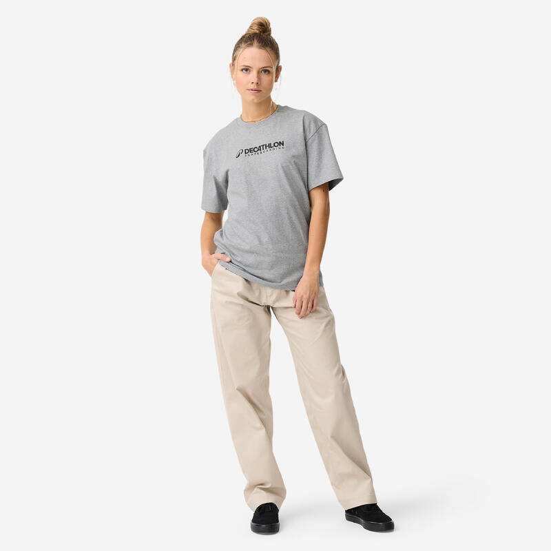 Tricou TS500 Gri din bumbac gros Decathlon SkateboardingDecathlon Skateboarding