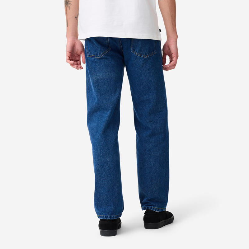 JEANS SKATEBOARD DN900 INDIGO DIN BUMBAC GROS. CROIALĂ DREAPTĂ AMPLU „RELAXED”