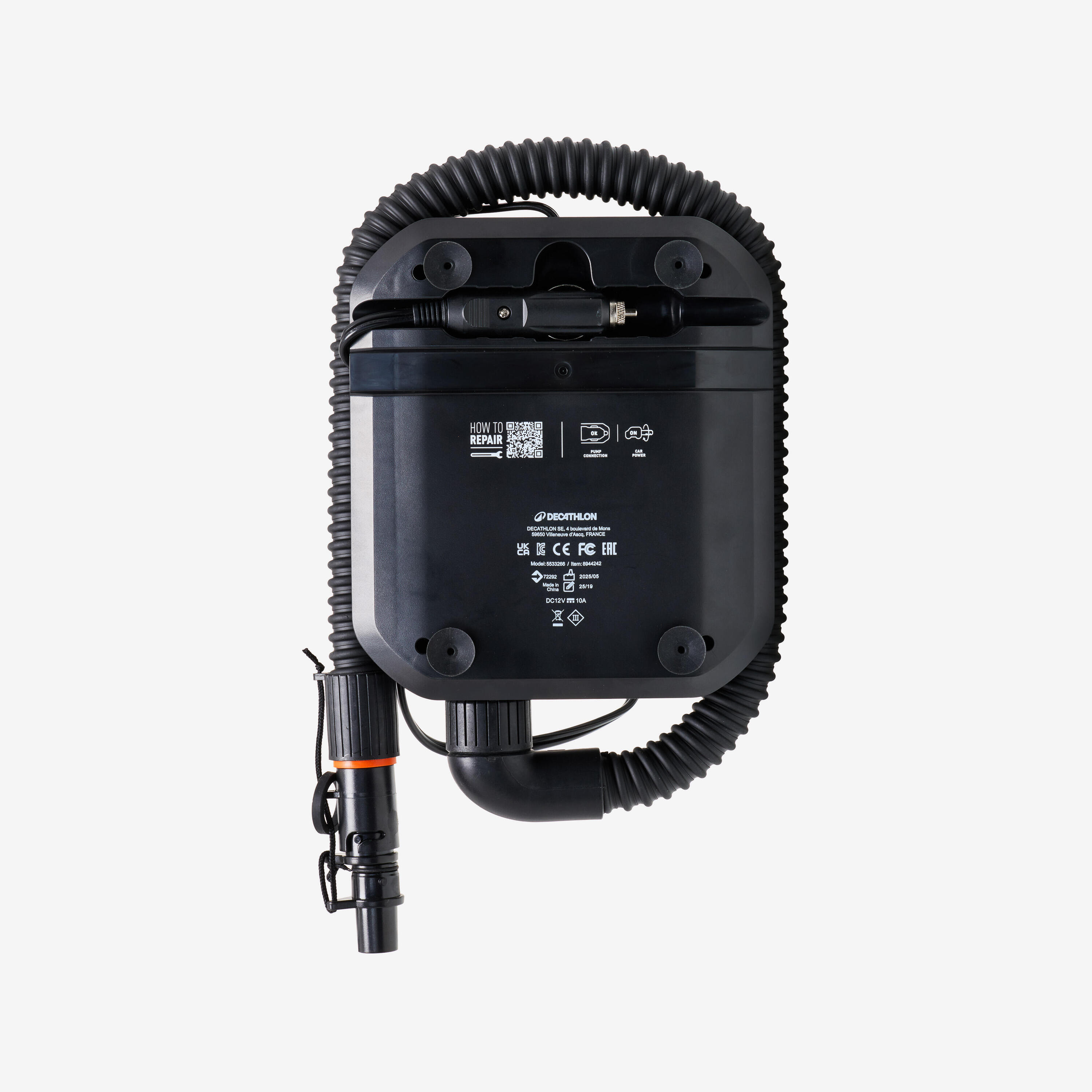 Bomba elétrica 1-15PSI 12V para SUP e kayak, PEHP 50 preto 6/7