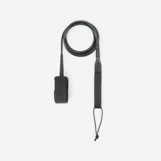 Leash shortboard surf 6' 900 - Diamètre 6mm Noir fumé