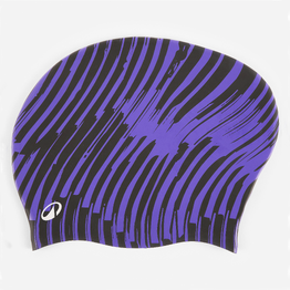 Bonnet de bain silicone pour cheveux longs, mouv violet