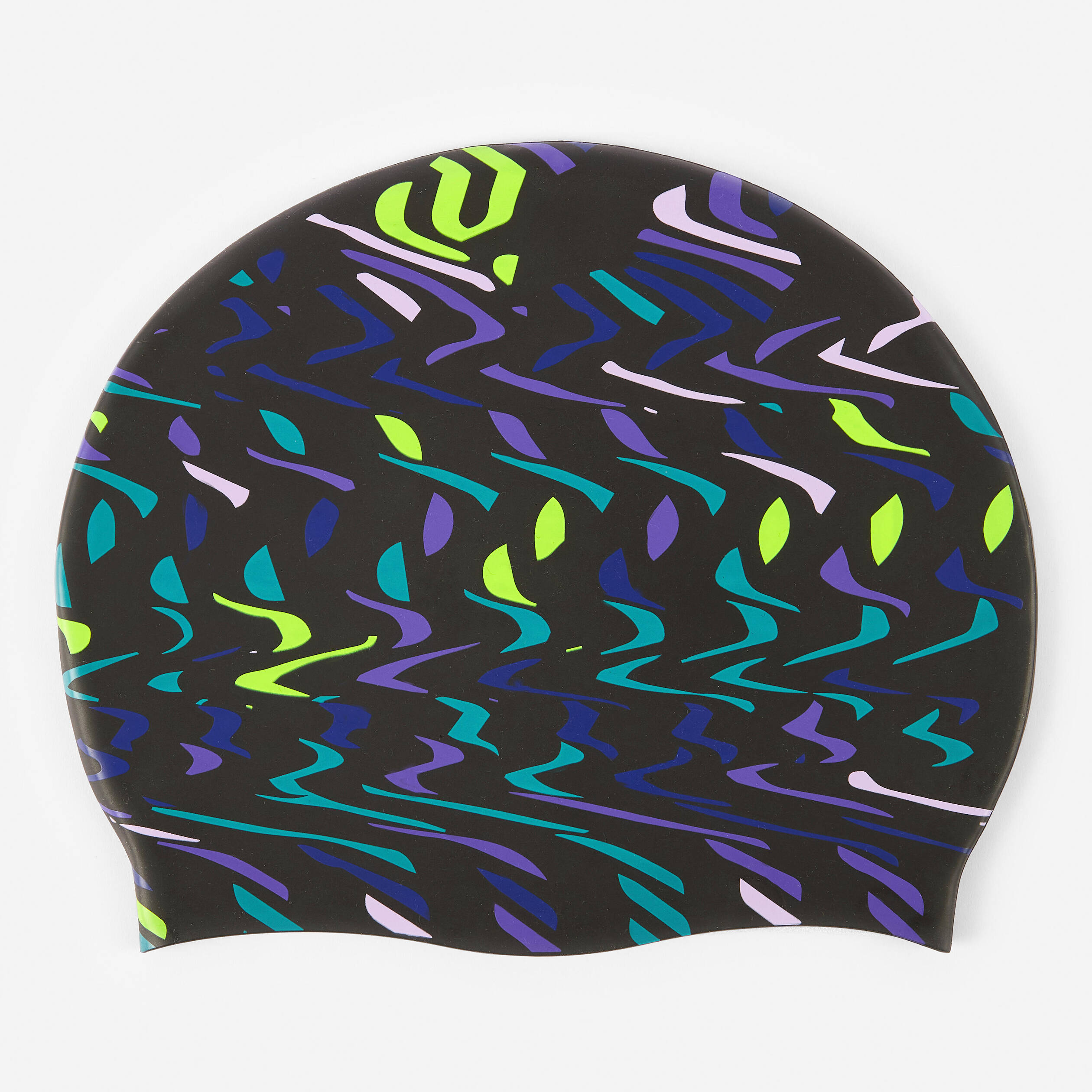 Silicone Swim Cap for Kids & Adults One Size (50-64 cm)Printed - Black