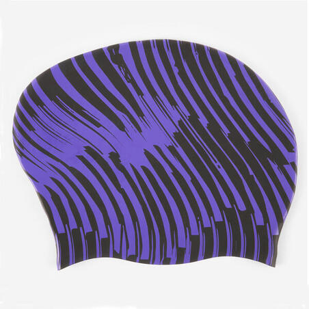 Шапочка силіконова для плавання для довгого волосся темно-фіолетова