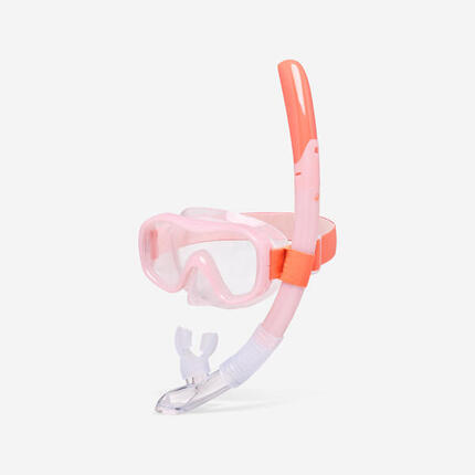 Schnorchel-Set Damen/Herren Anti-Beschlag-Maske Ventil-Schnorchel MT100 hellgrau