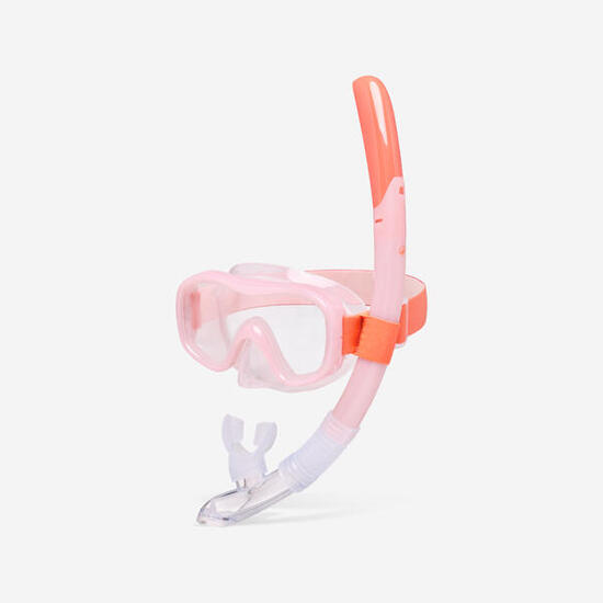 Schnorchel-Set Damen/Herren Anti-Beschlag-Maske Ventil-Schnorchel MT100 hellgrau