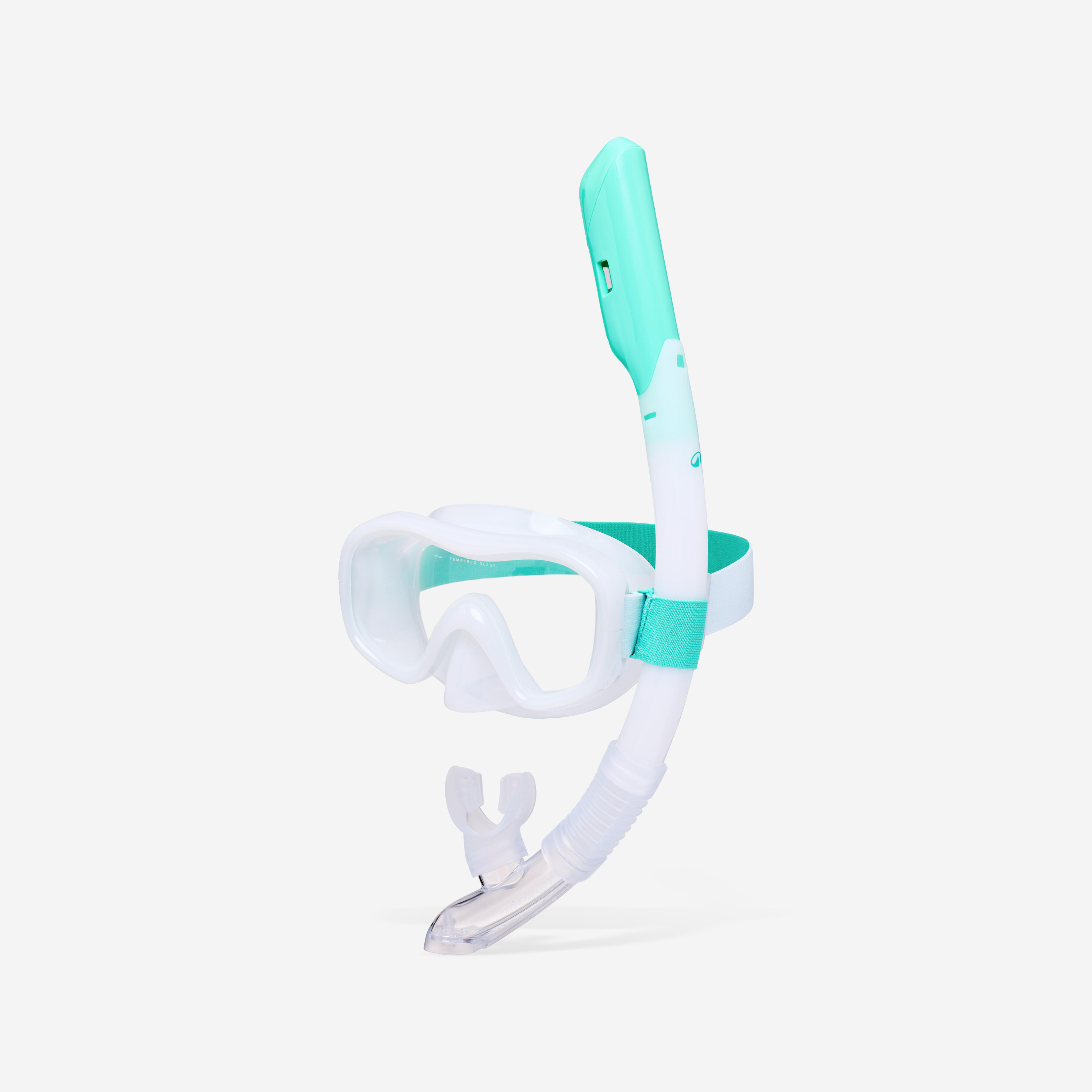 Adult snorkelling COMFORT ANTI-FOG mask DRY TOP snorkel set, 100 White