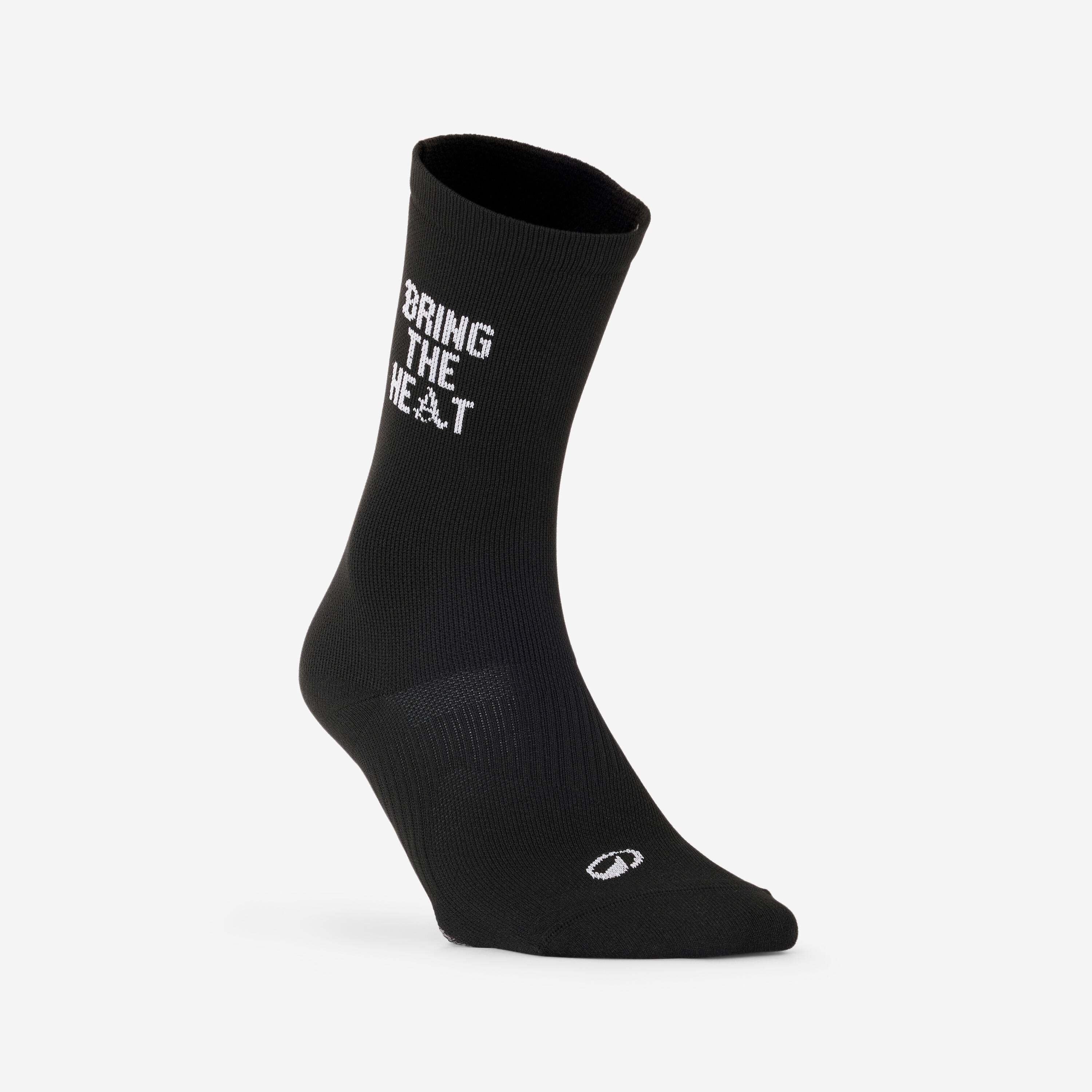 Chaussettes de fitness mi-mollet x5, noir imprimé blanc 3/16