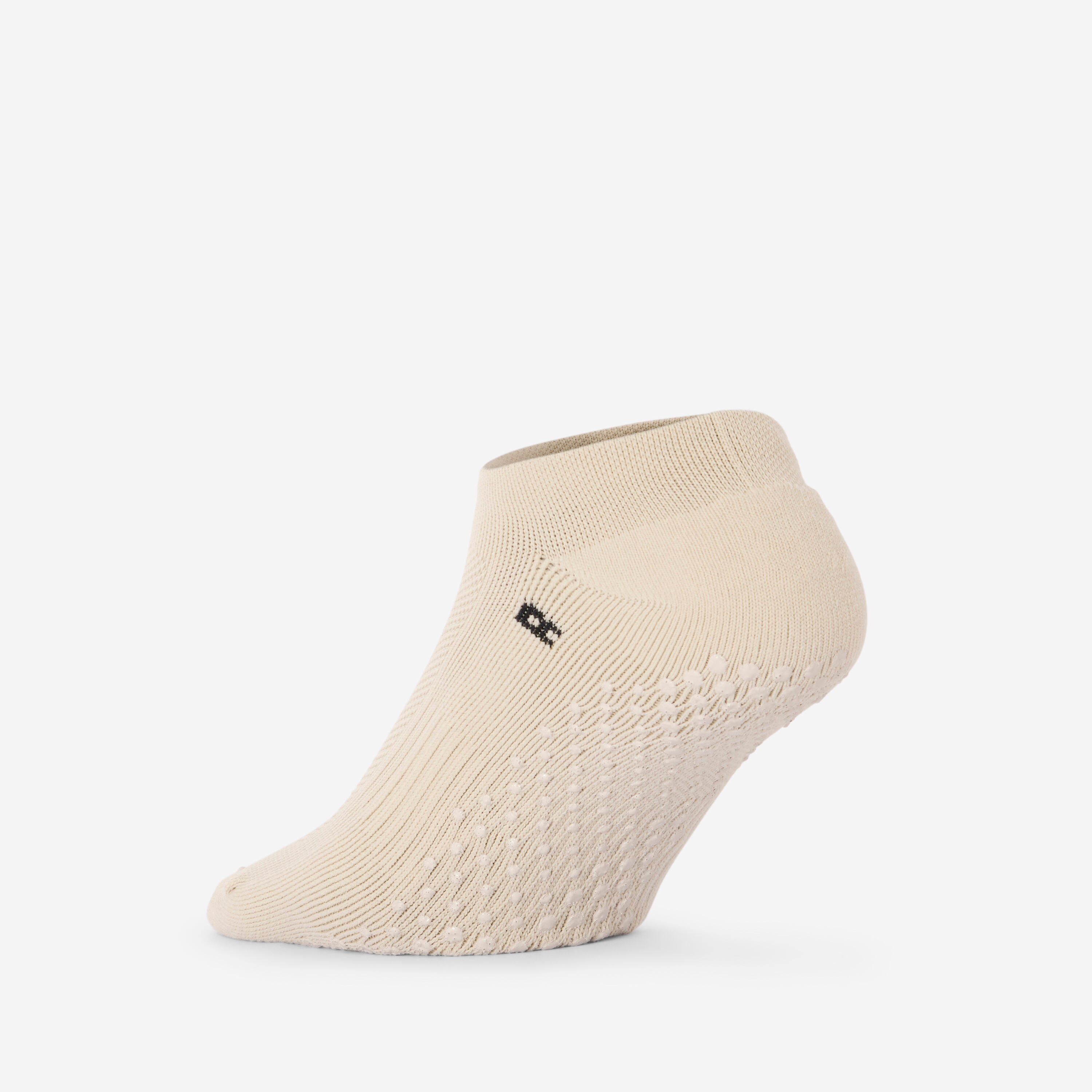 Chaussettes antidérapantes Fitness Femme 500, beige 4/5