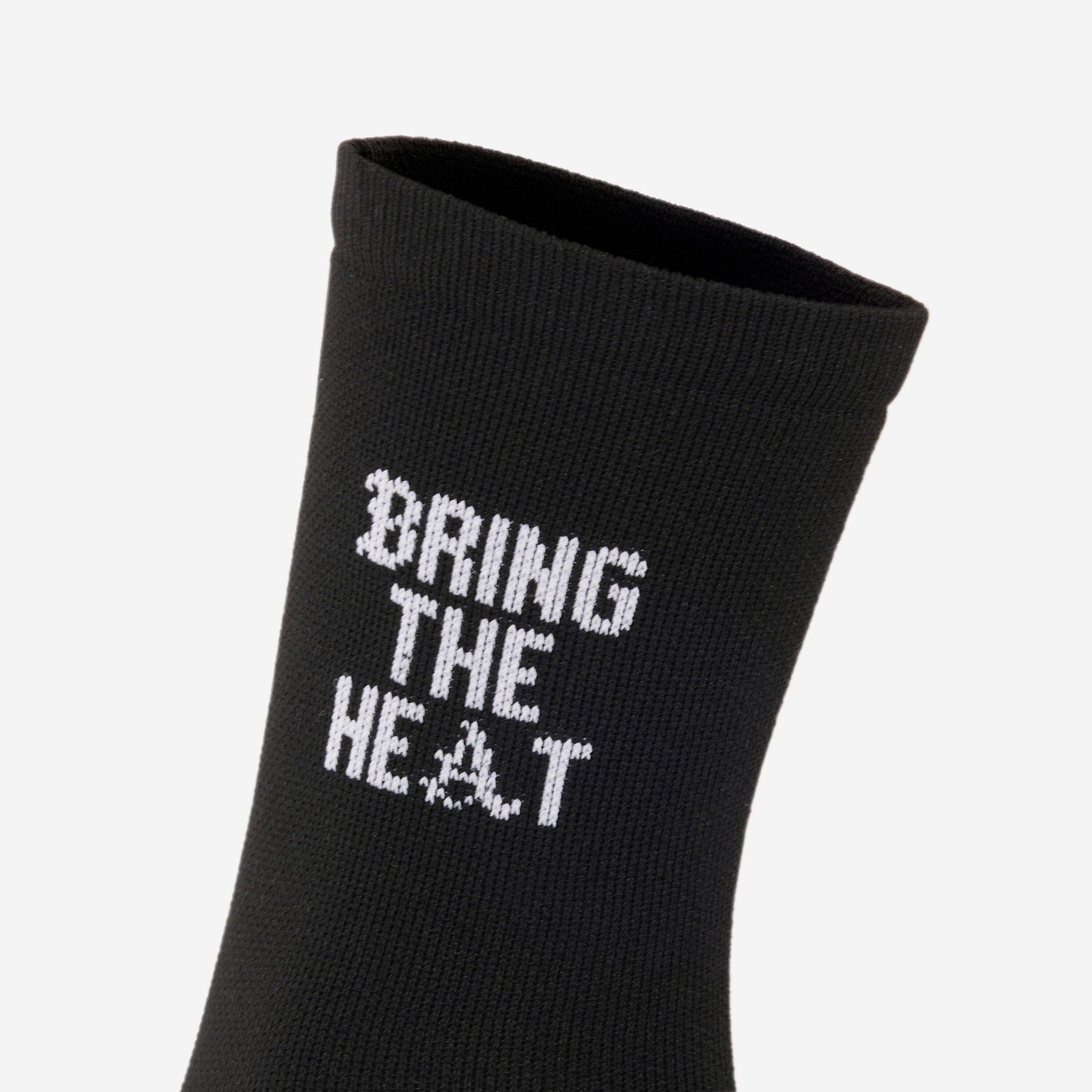 Chaussettes de fitness mi-mollet x5, noir imprimé blanc 14/16