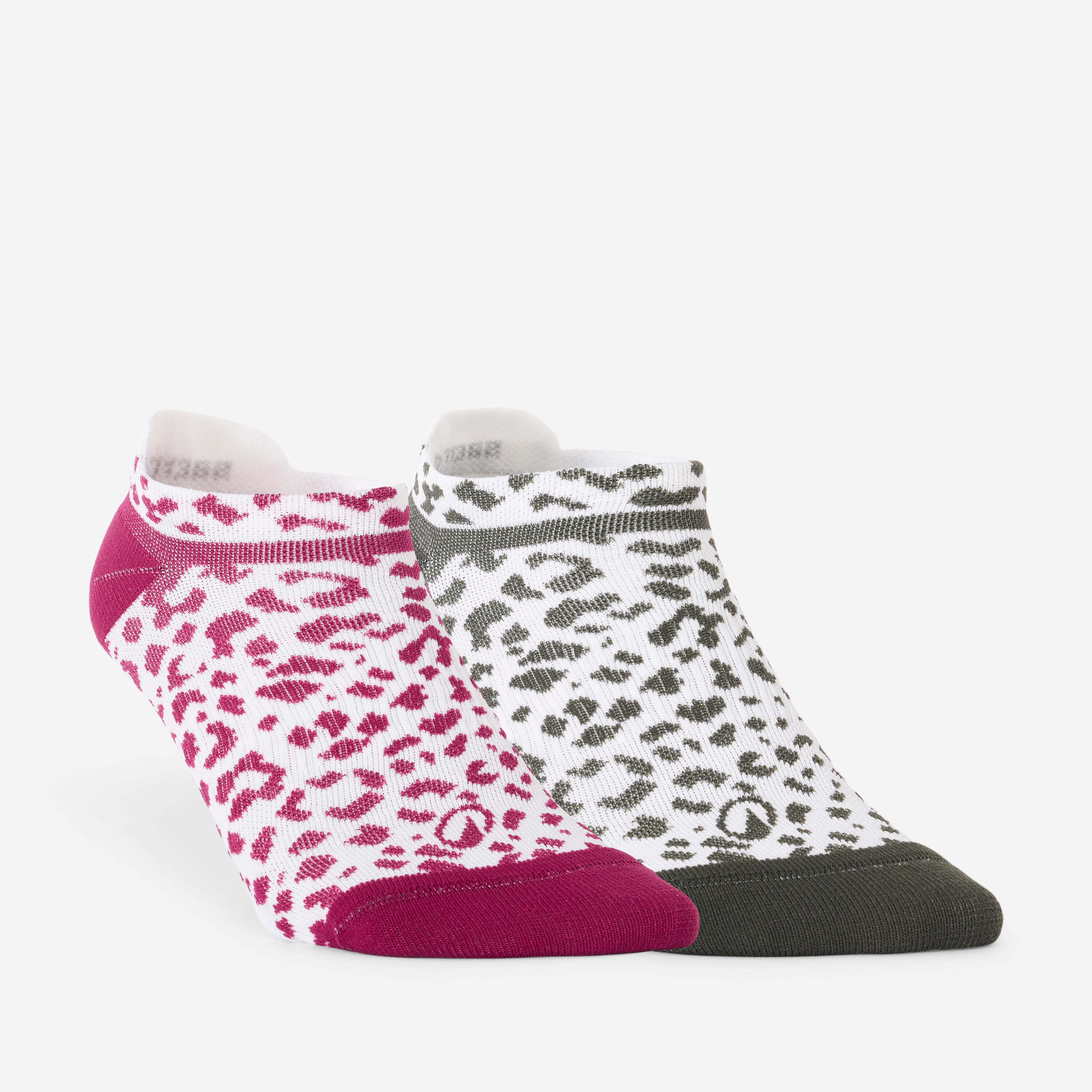 Set 2 perechi șosete invizibile de fitness mov și verde