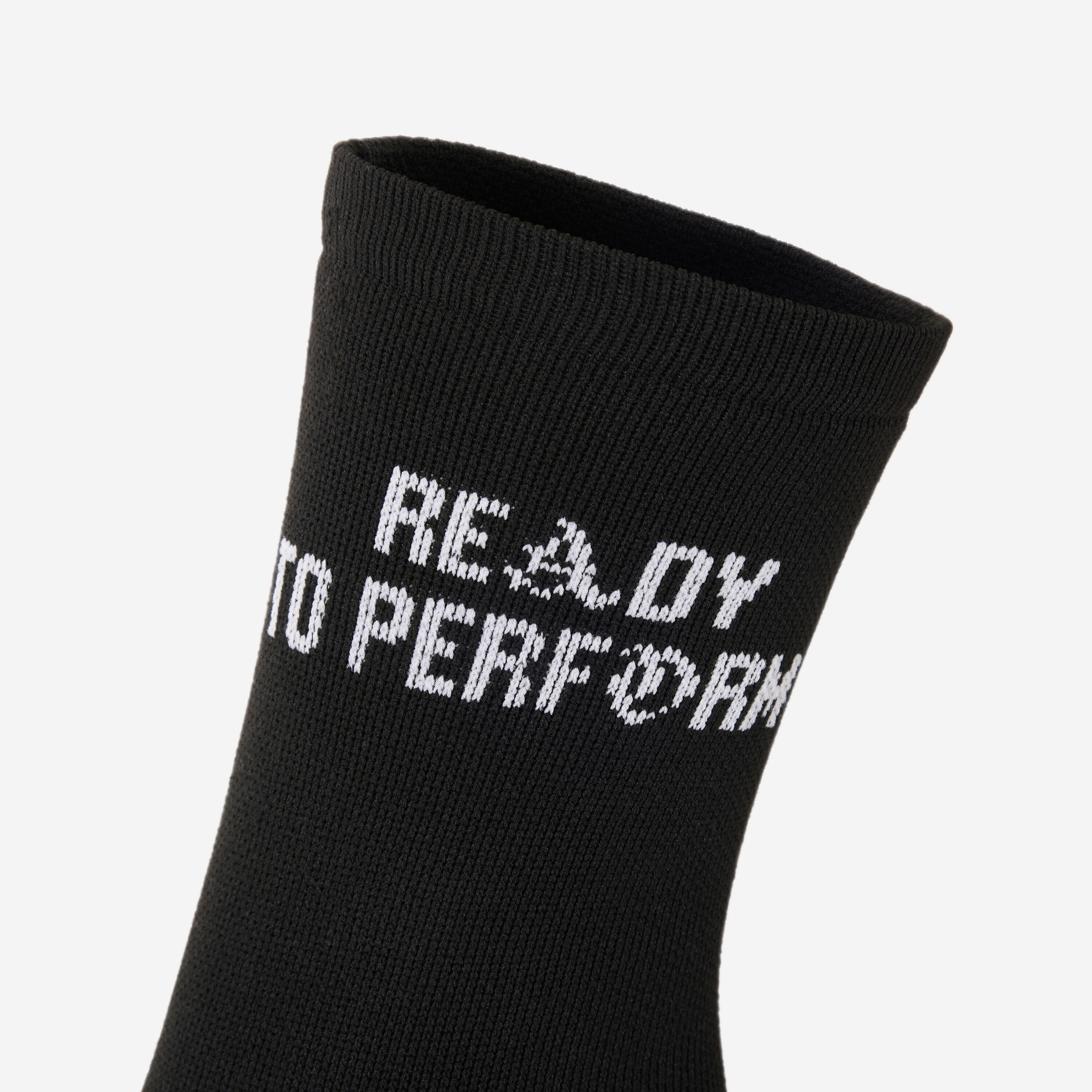 Chaussettes de fitness mi-mollet x5, noir imprimé blanc 12/16