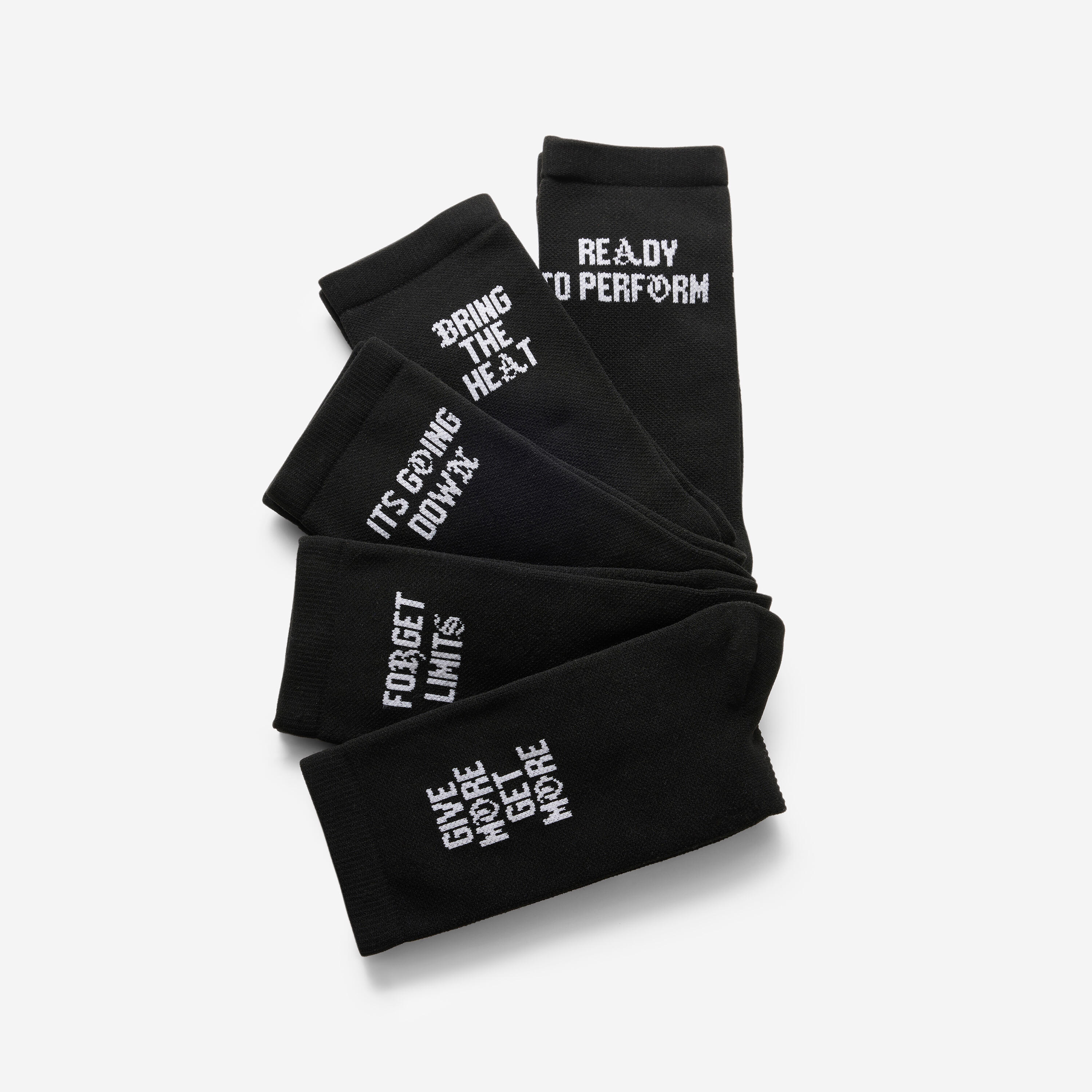 Chaussettes de fitness mi-mollet x5, noir imprimé blanc 10/16