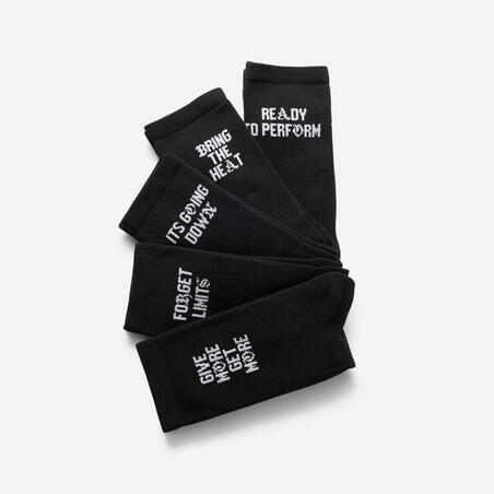 Шкарпетки для фітнесу середні 5 пар чорні з білим принтом