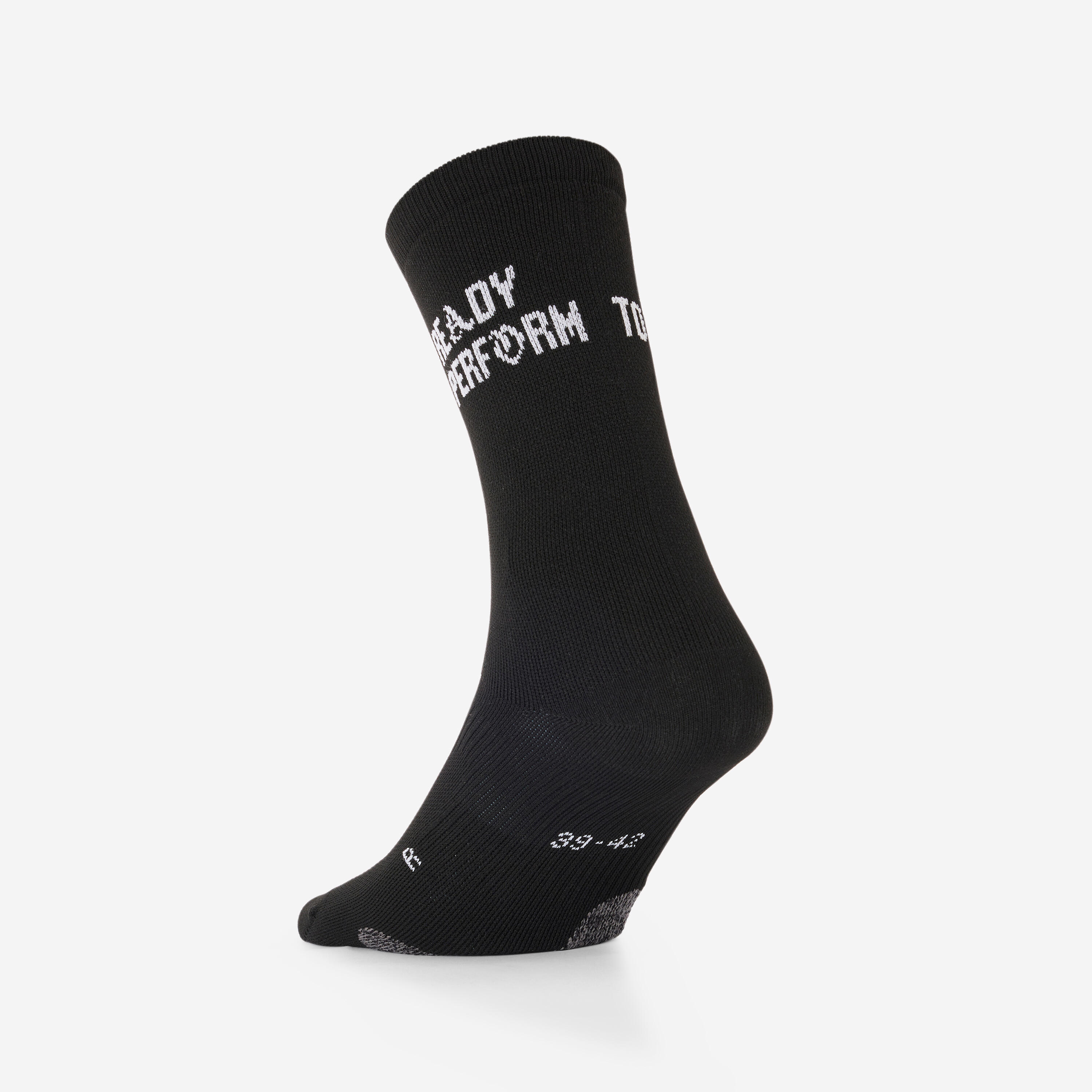 Chaussettes de fitness mi-mollet x5, noir imprimé blanc 9/16